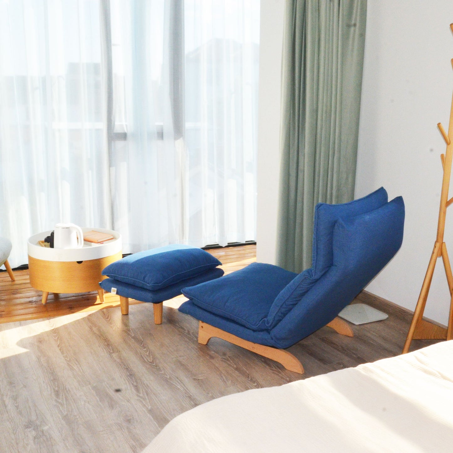 Single Lazy Sofa Chair Leisure Foldable Reclining Chair - Blue