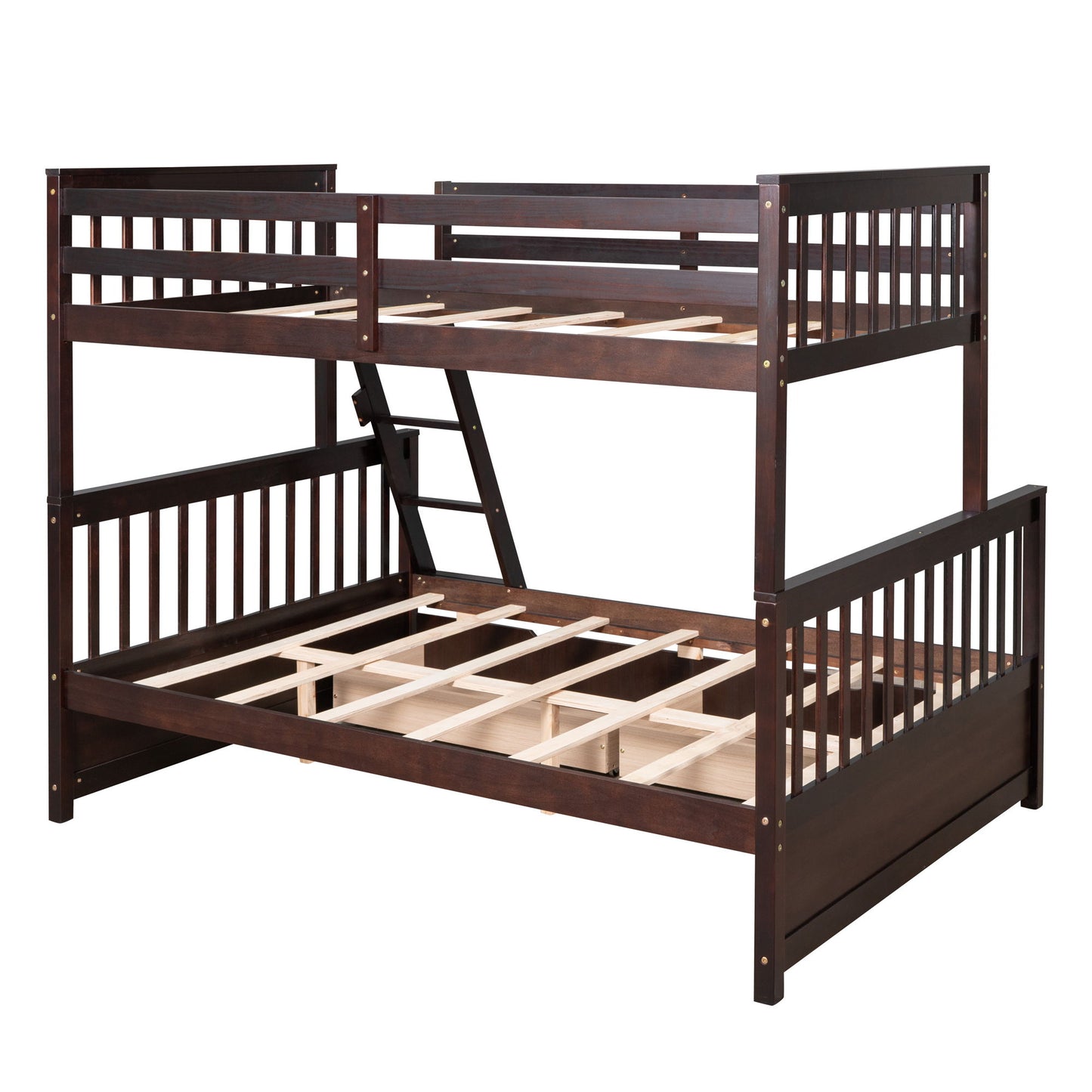 Twin Over Full Bunk Bed With Ladders And Two Storage Drawers - Espresso