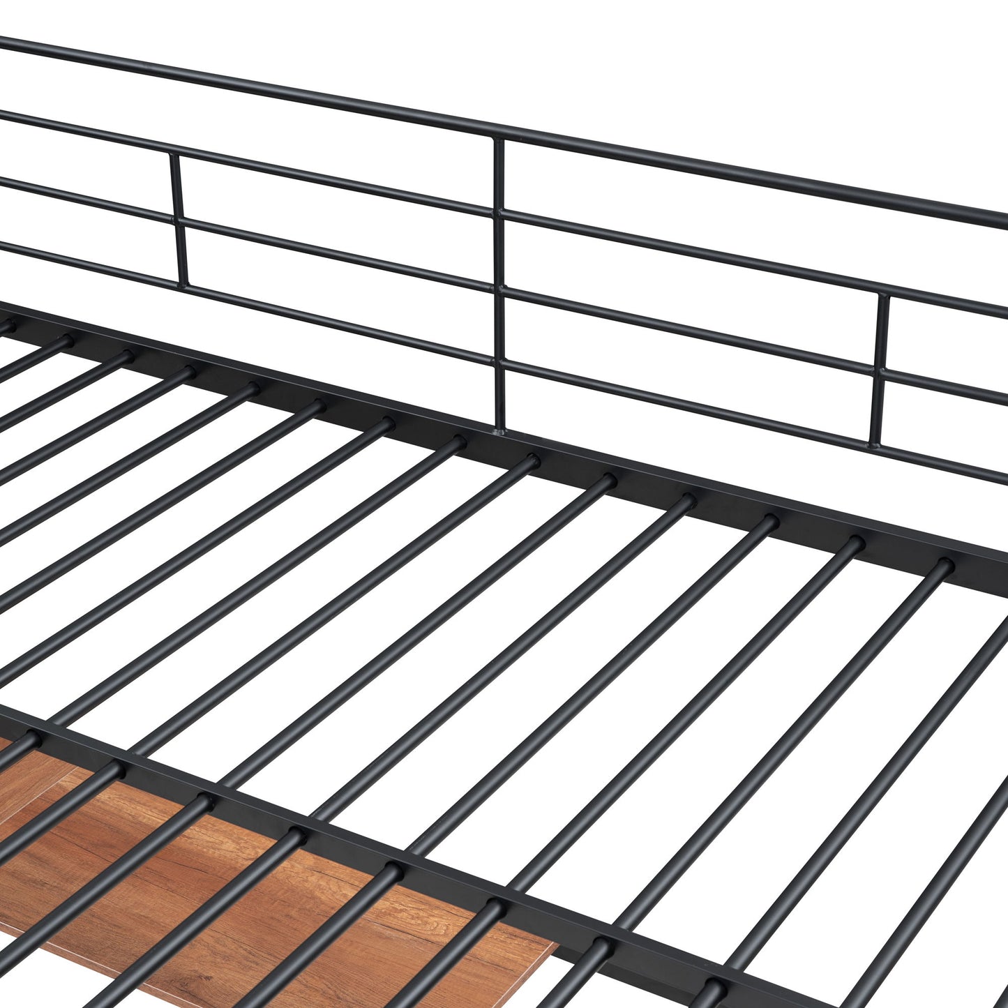 Full Size Loft Bed With Desk And Grid, Stylish Frame With Lateral Storage Ladder And Wardrobe - Black