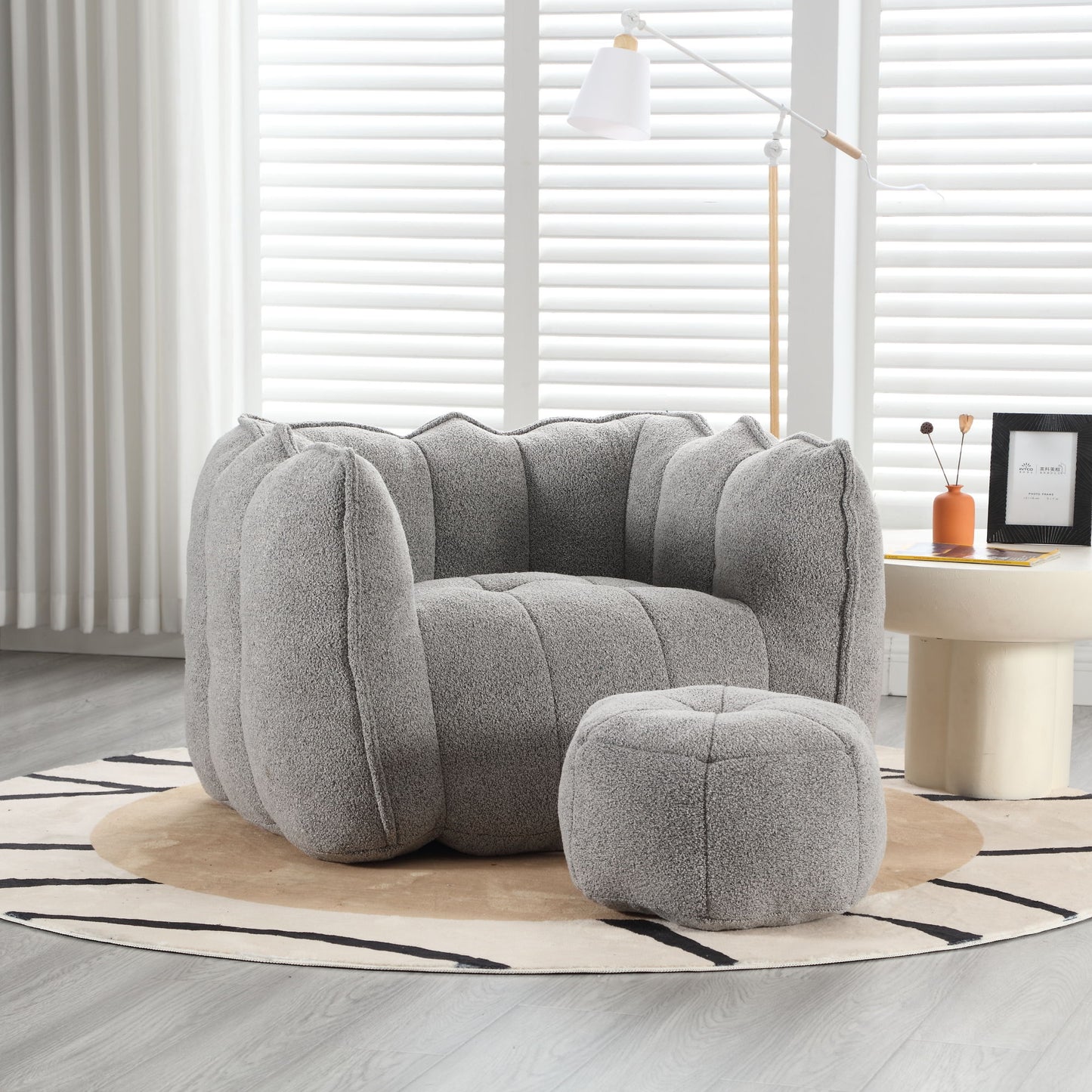 Soft Bean Bag Chair With High Resilient Foam (Chips) - Gray
