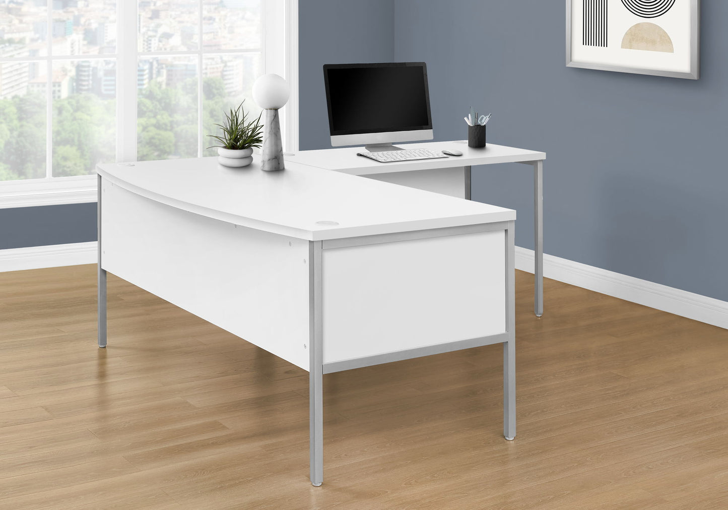 Computer Desk, Home Office, Commercial Grade, Contemporary & Modern - White