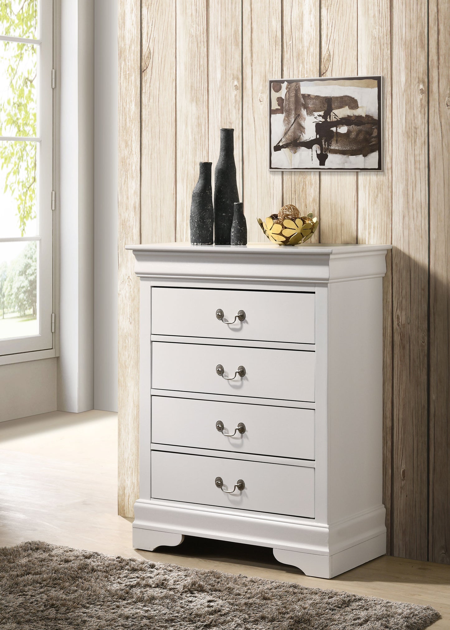 4 Drawer Chest Traditional Style - White