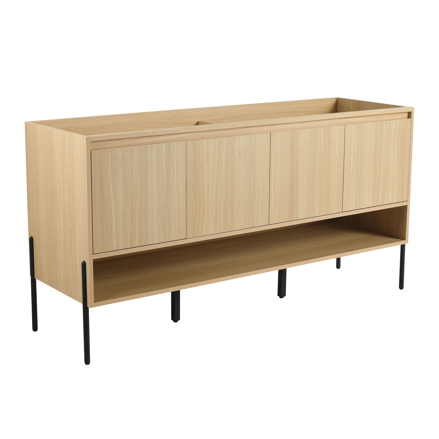 Modern Freestanding Bathroom Vanity With 4 Soft Close Cabinet Doors - Oak