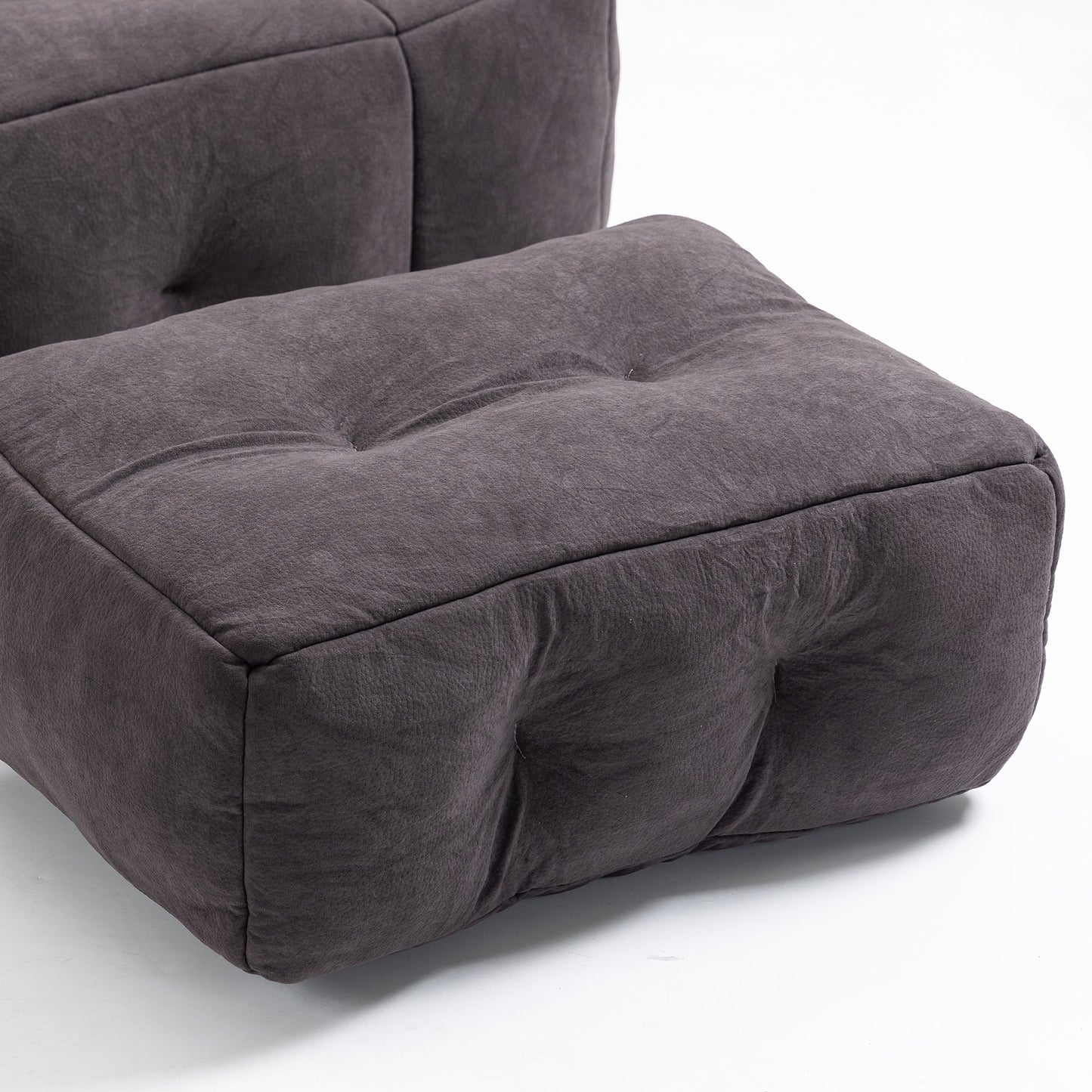 Fluffy Bean Bag Chair, Comfortable Bean Bag For Adults And Children, Super Soft Lazy Sofa Chair With Memory Foam And Ottoman, Indoor Modern Focus Bean Bag Chair For Living Room, Bedroom, Apartment - Black