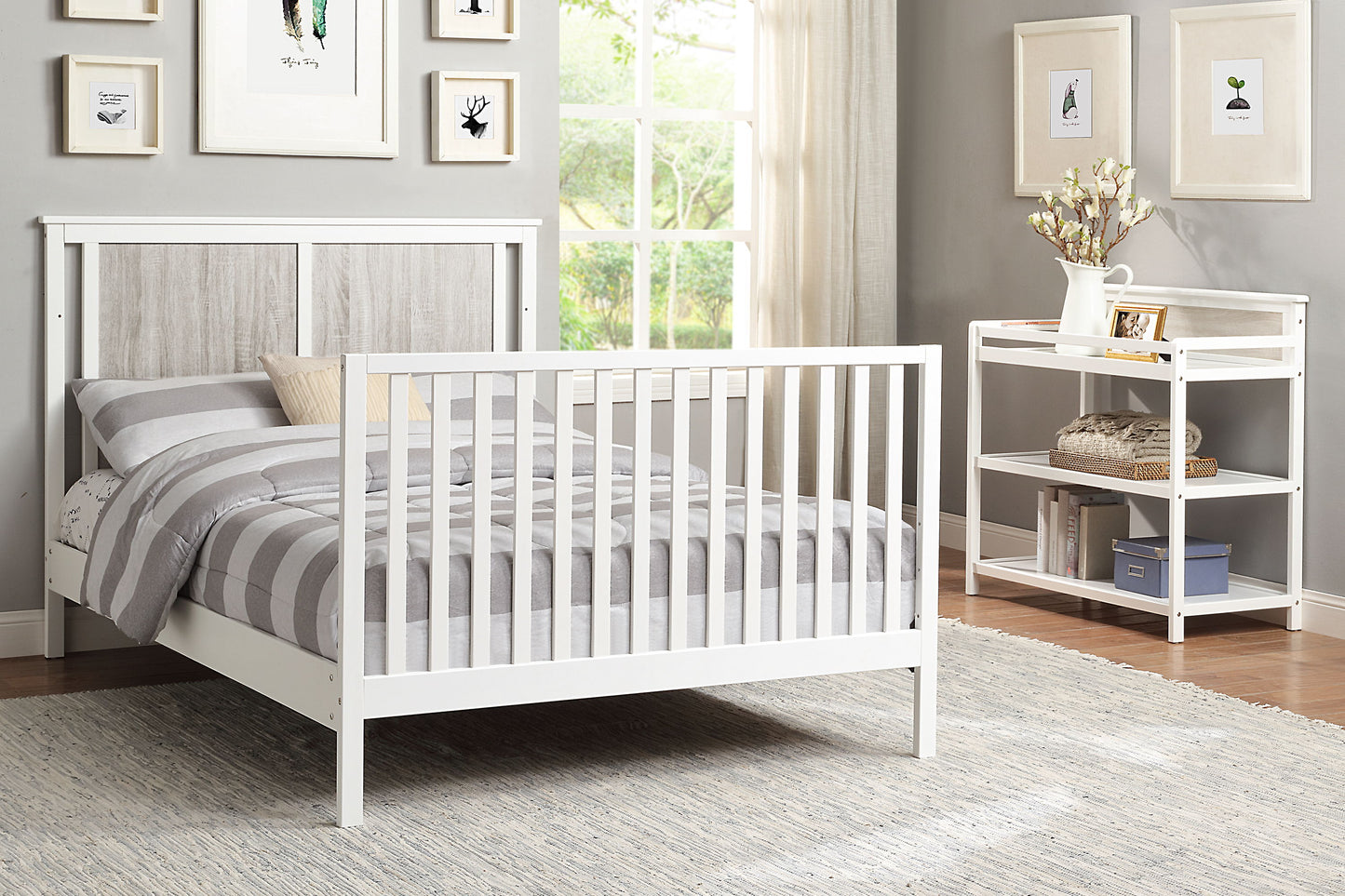 Connelly - Changing Table - White, Rockport Gray