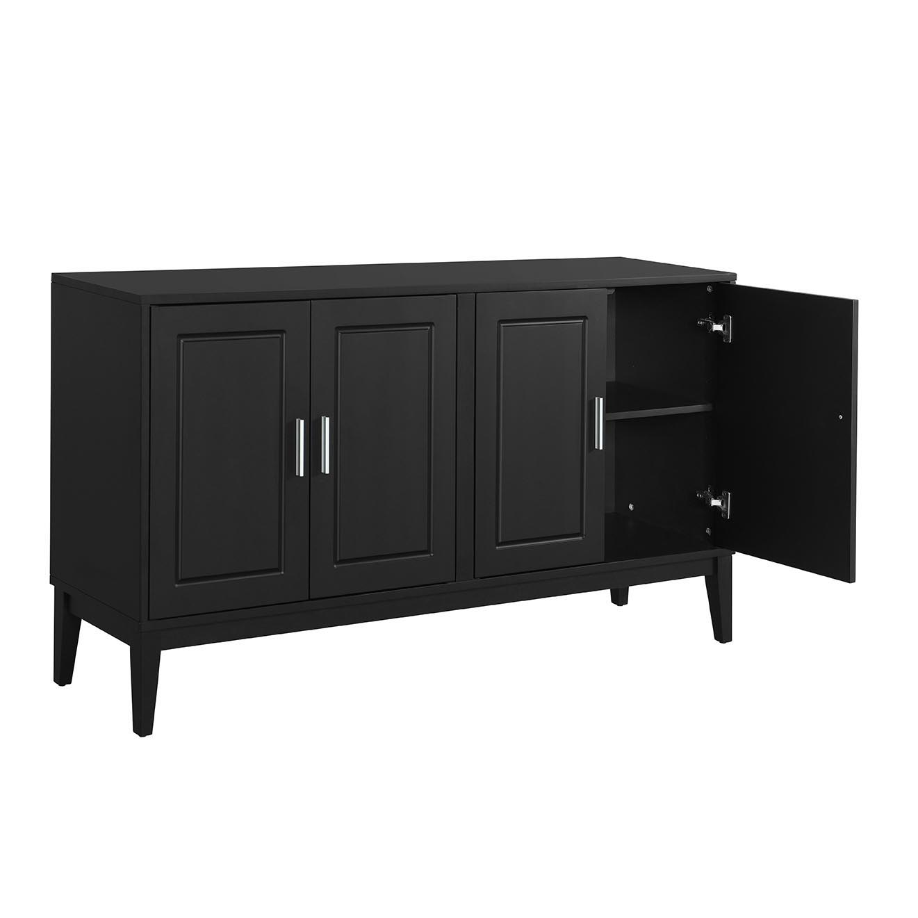 4 Door Sideboard Storage Cabinet With Door Shelf For Living Room And Dining Room, 2 Large Cabinets With Adjustable Shelf - Black
