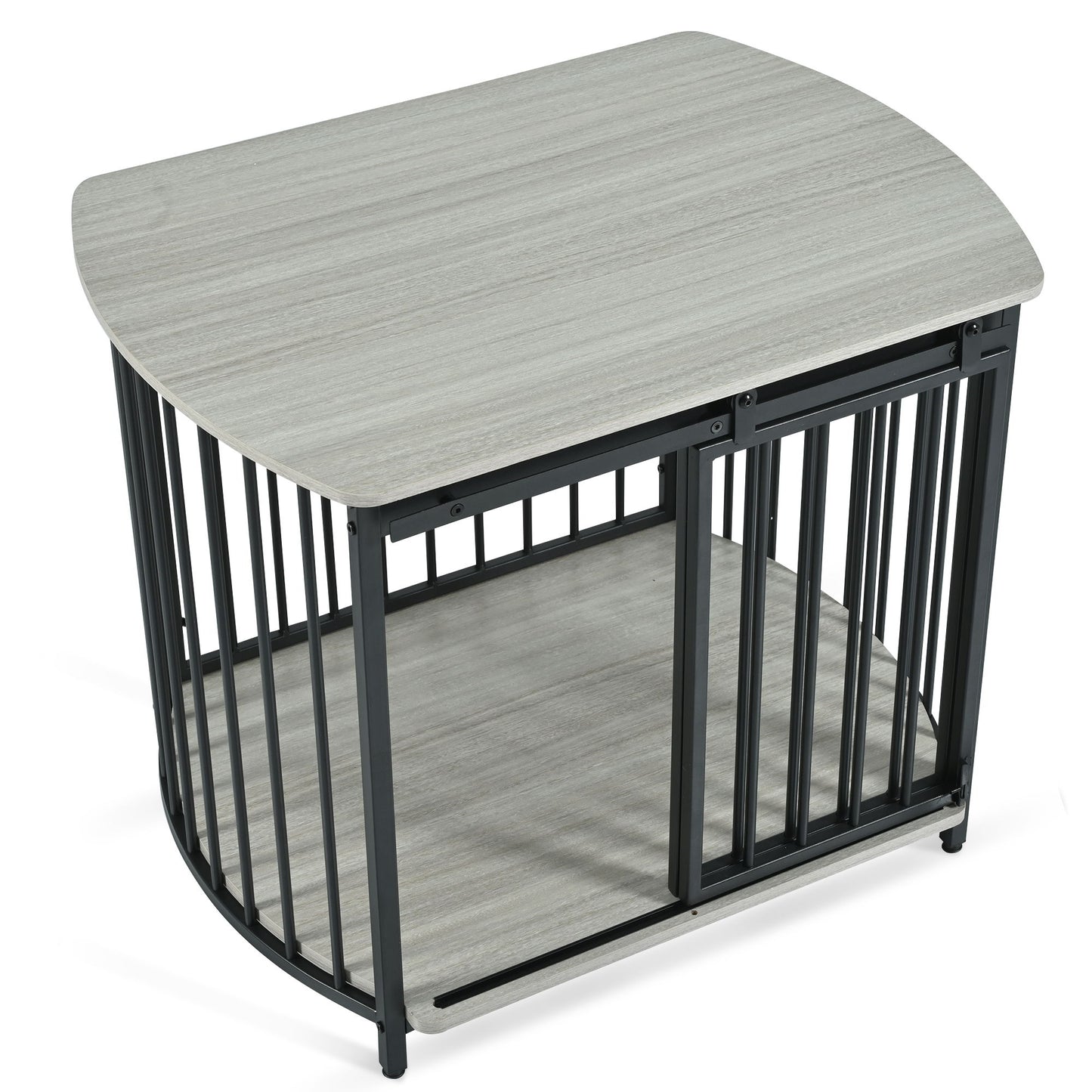 Furniture Style Dog Crate For Small And Medium Dogs, Wooden Cage Indoor Kennel Furniture, Modern Dog Crate End Table With Double Doors - Gray