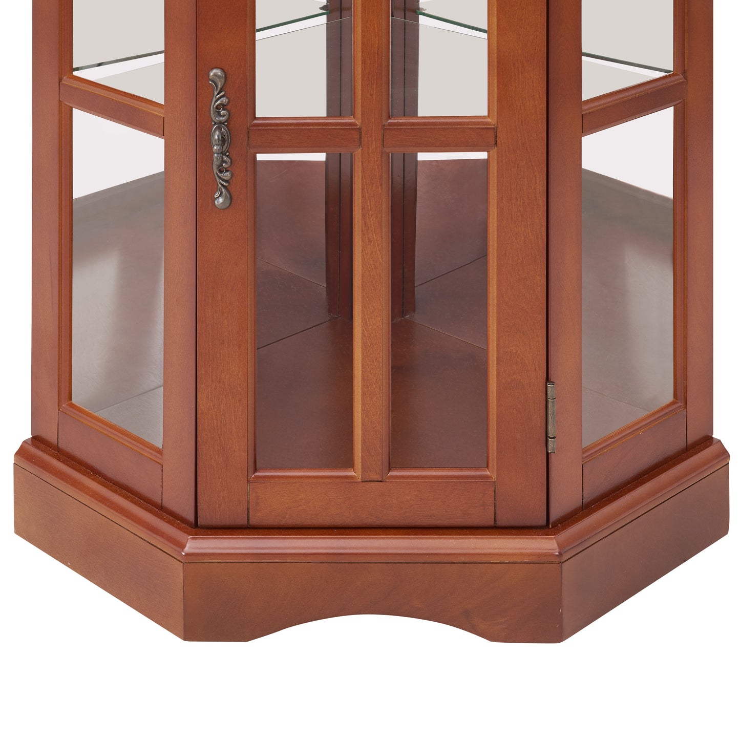 Corner Curio Cabinet With 5 Shelves And Lighting System (E26 Light Bulb Not Included) - Walnut