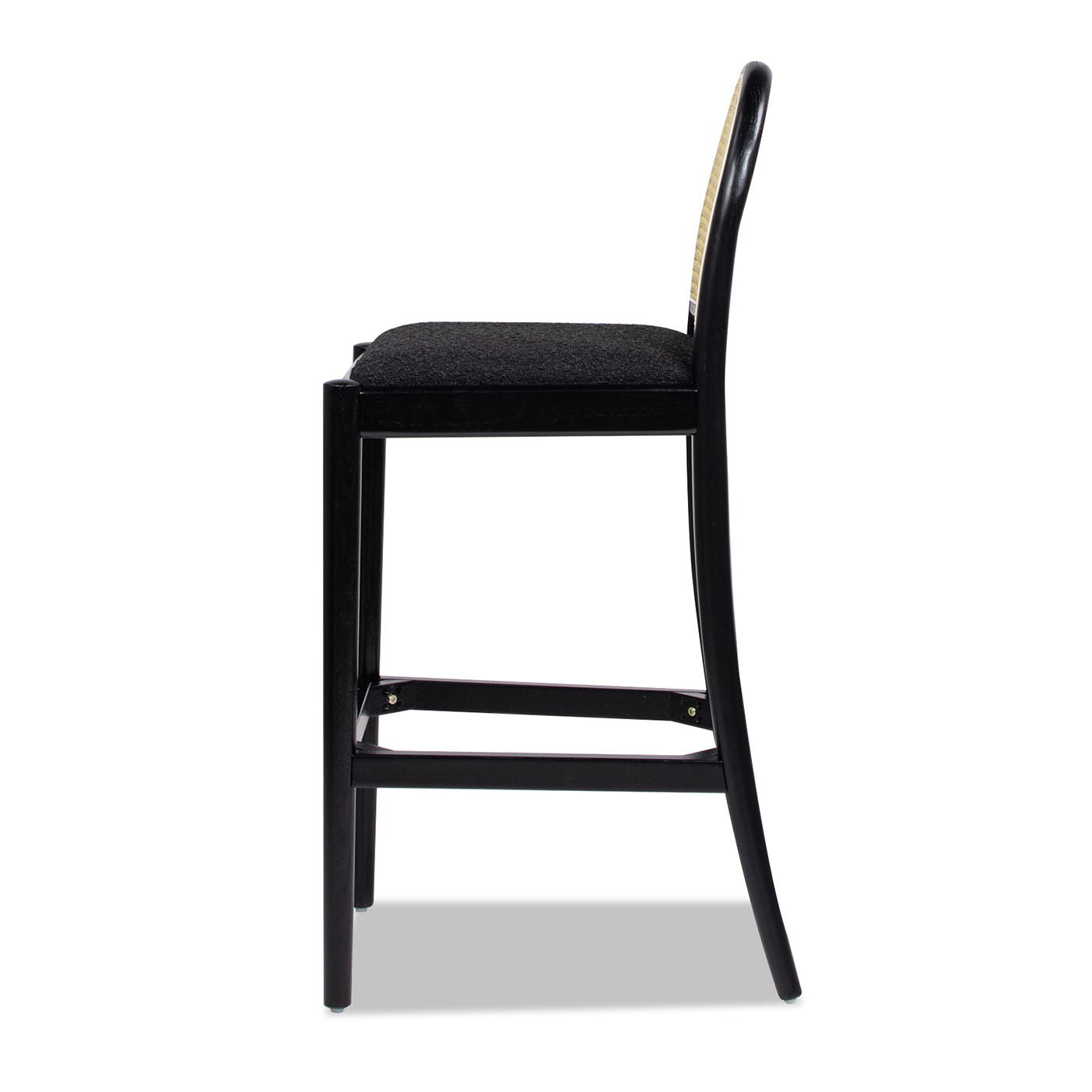 Panama - Curved Back Cane Bar Stool (Set of 2) - Ebony Black