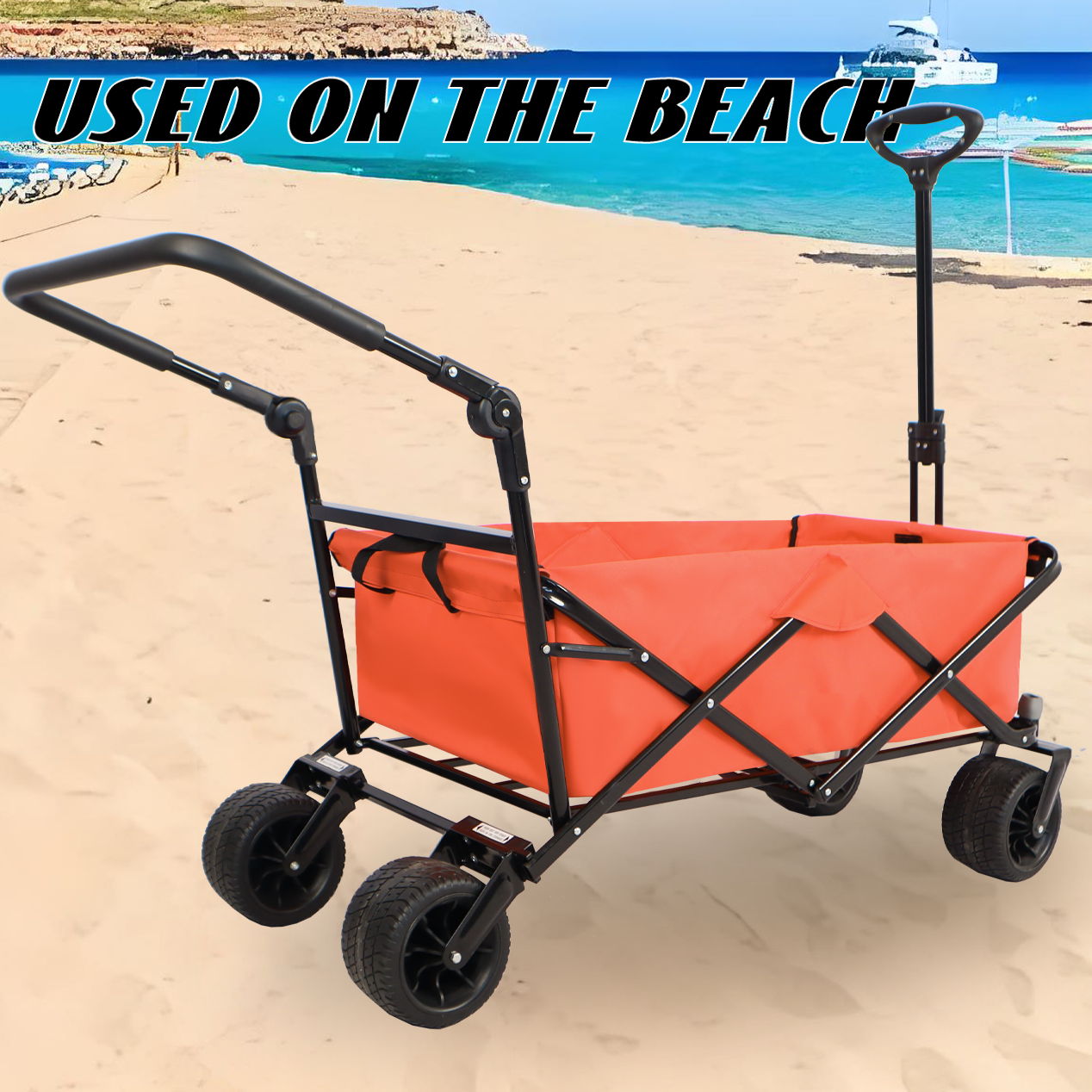 Utility Park Garden Cart Tool Customized Color Folding Camping Trolley Outdoor Picnic Beach Wagon - Red