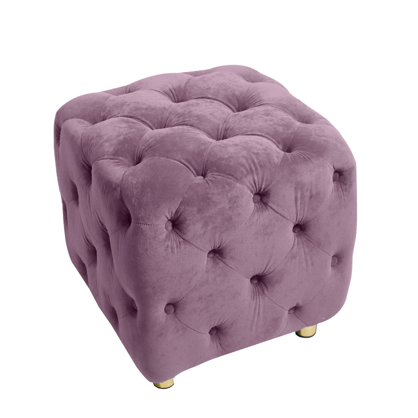 Modern Velvet Upholstered Ottoman, Exquisite Small End Table, Soft Foot Stool, Dressing Makeup Chair, Comfortable Seat For Living Room, Bedroom, Entrance - Purple