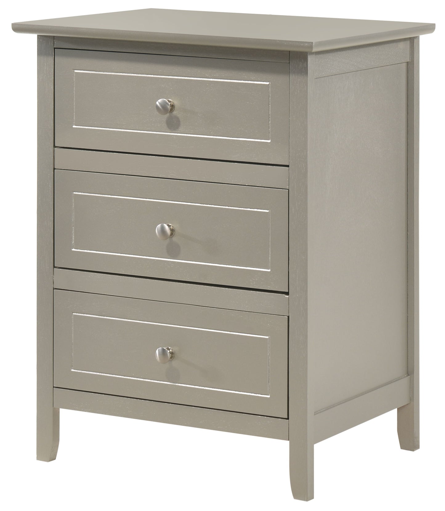 Transitional Nightstand For Bedrooms - Silver Champagne