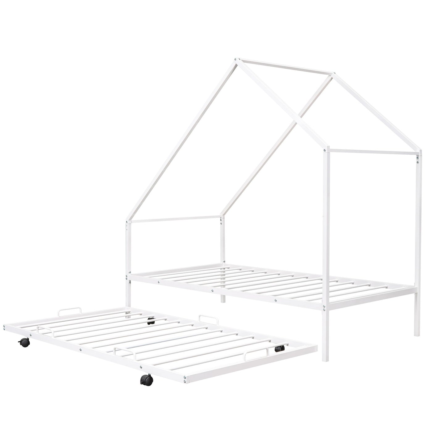 Twin Size House Bed & Trundle - White