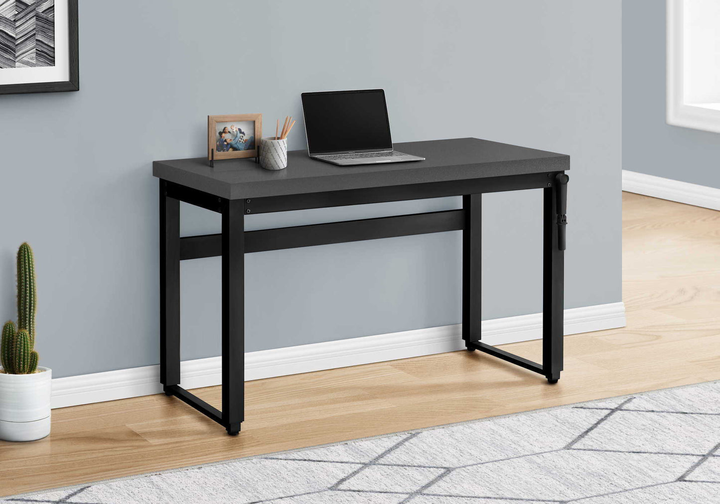 Computer Desk, Home Office, Standing, Adjustable, Laptop, Contemporary & Modern - Gray