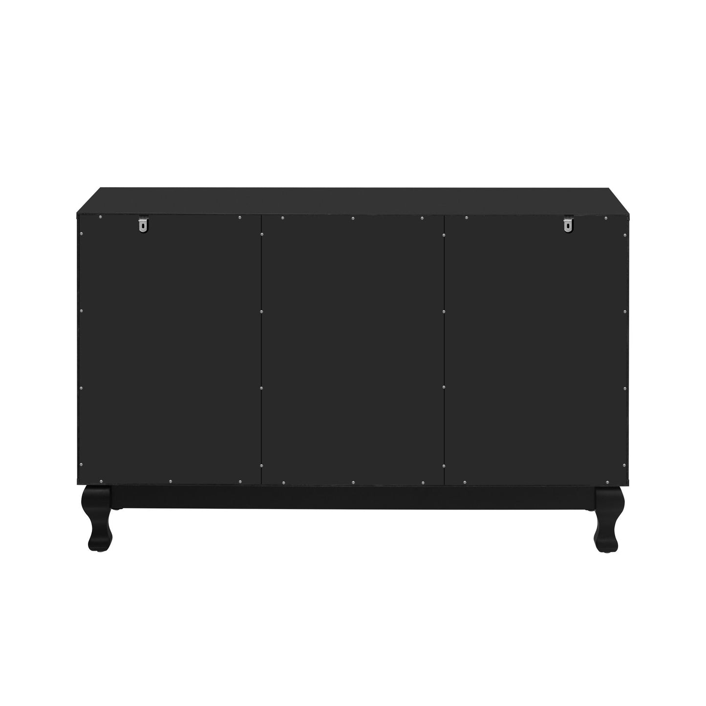 Modern Mirrored TV Stand For TV Up To 55", Entertainment Center Solid Wood Legs, Metal Handle And 3 Adjustable Shelves For Living Room - Black