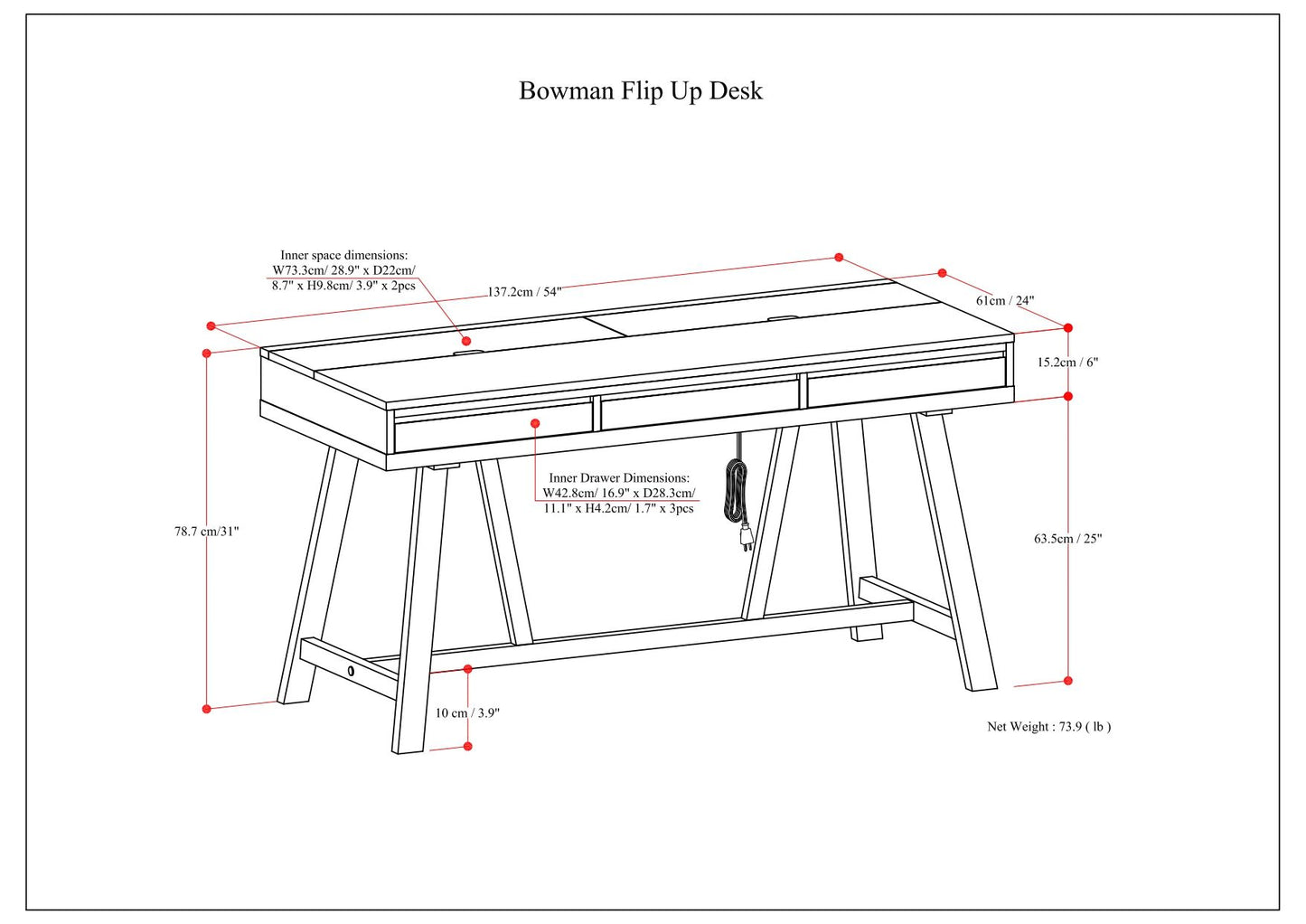 Bowman - Flip Up Desk - Distressed Gray