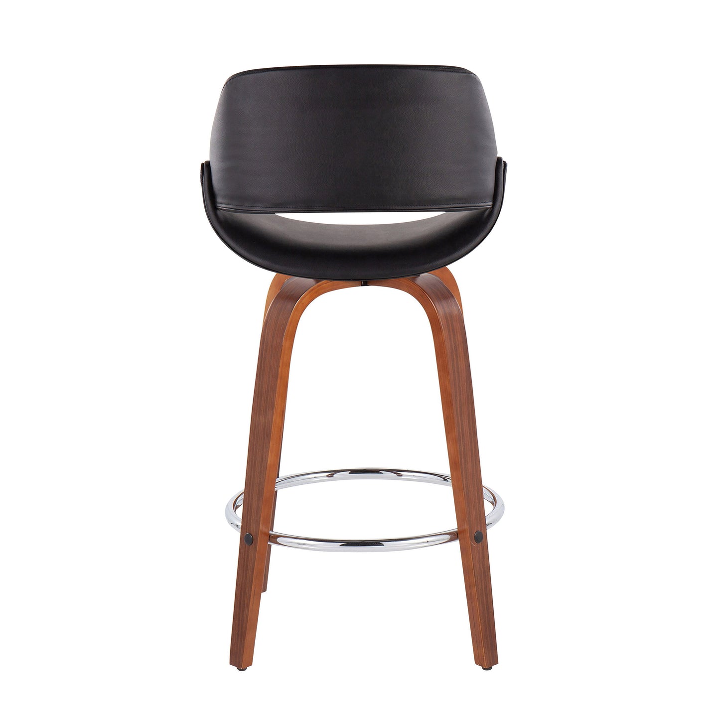 Fabrico - Mid-Century Modern Fixed Height Counter Stool With Round Footrest (Set of 2) - Walnut / Black