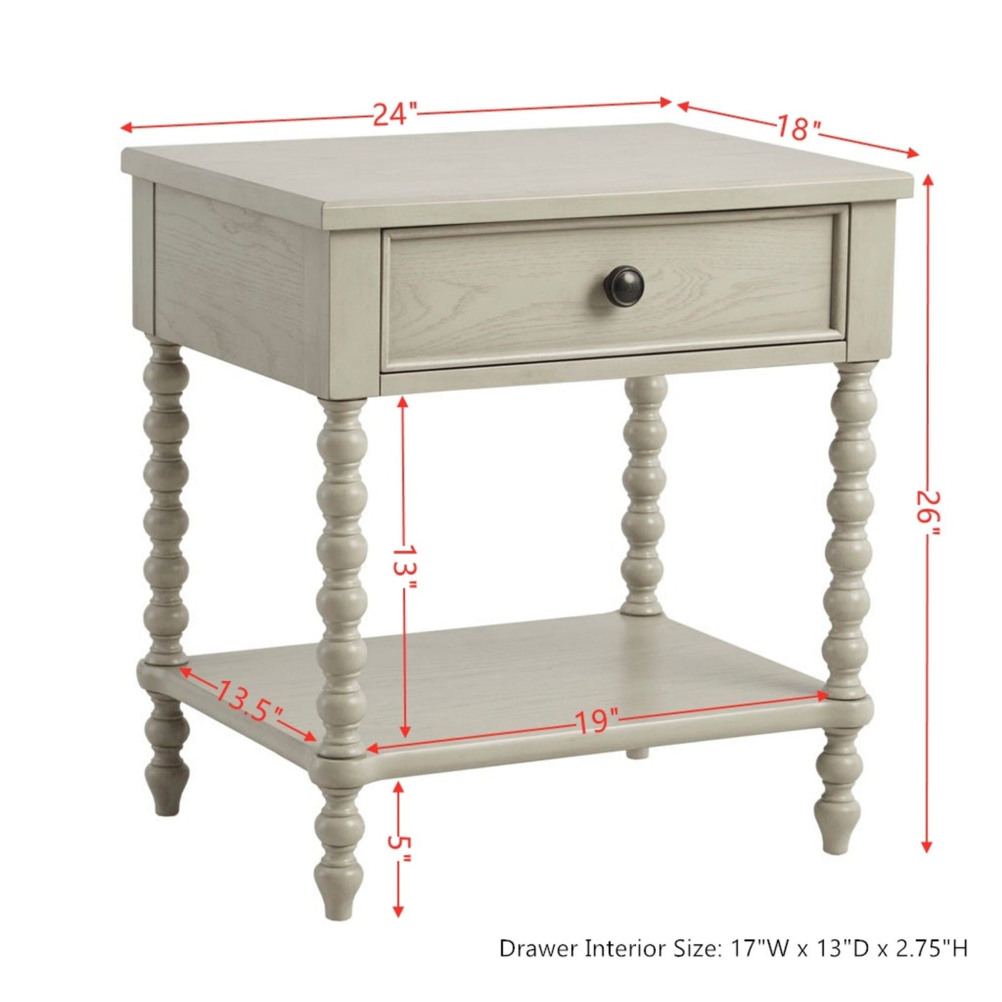Nightstand Table With Drawer And Shelf - Natural