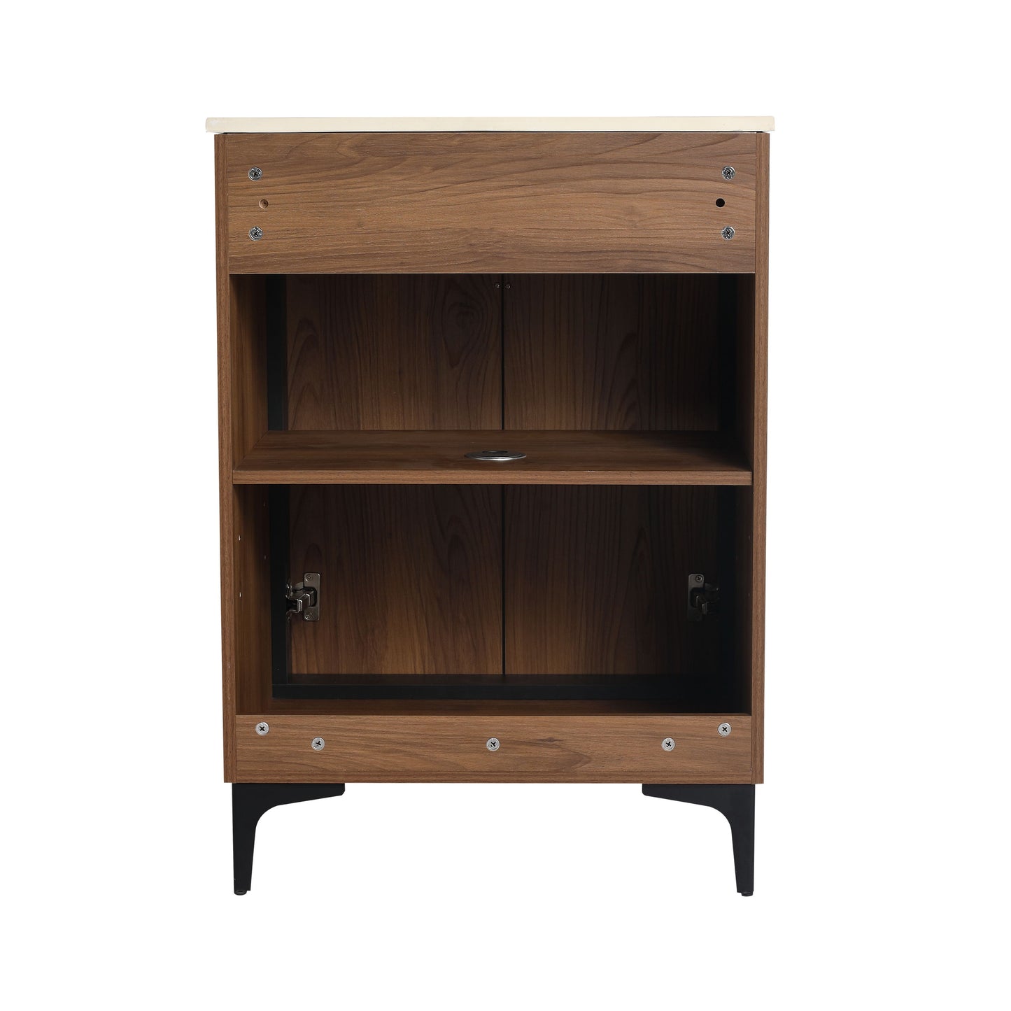 Modern 24'' Bathroom Vanity With Top Sink Storage Cabinet - Brown