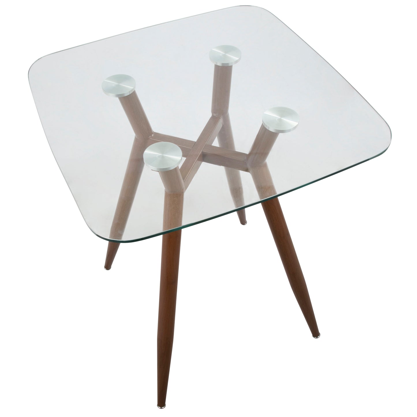 Clara - Mid-Century Modern Square Counter Table - Walnut / Clear