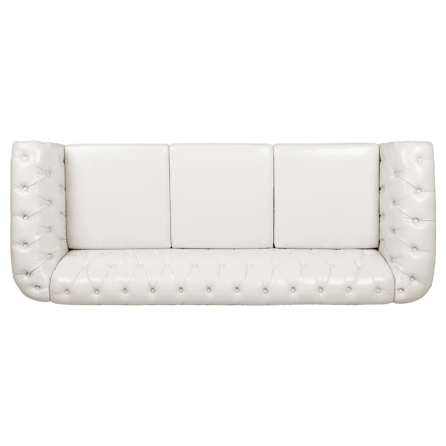 84.65" Rolled Arm Chesterfield 3 Seater Sofa - White