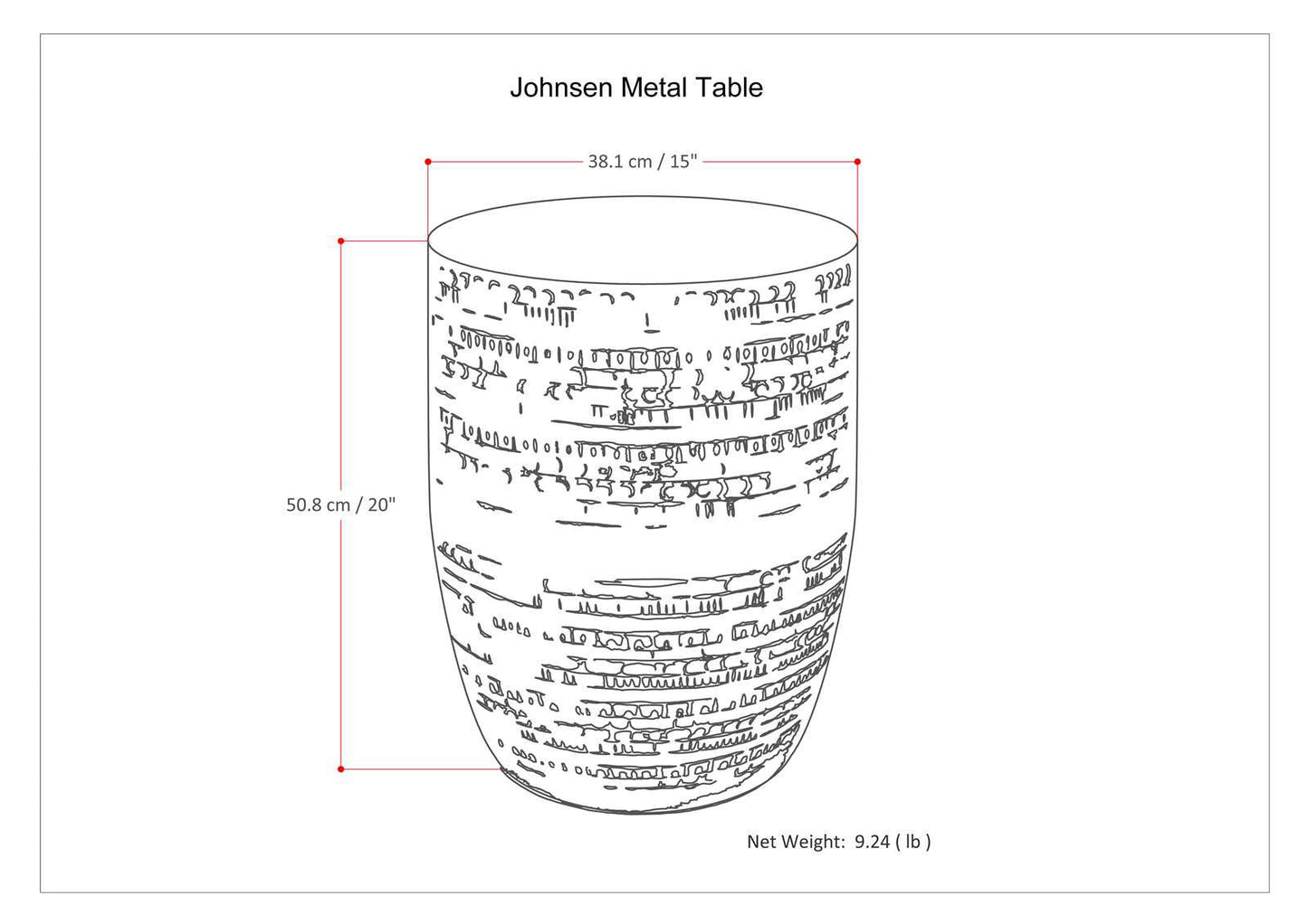 Johnsen - Large Metal Accent Table - Antique Copper