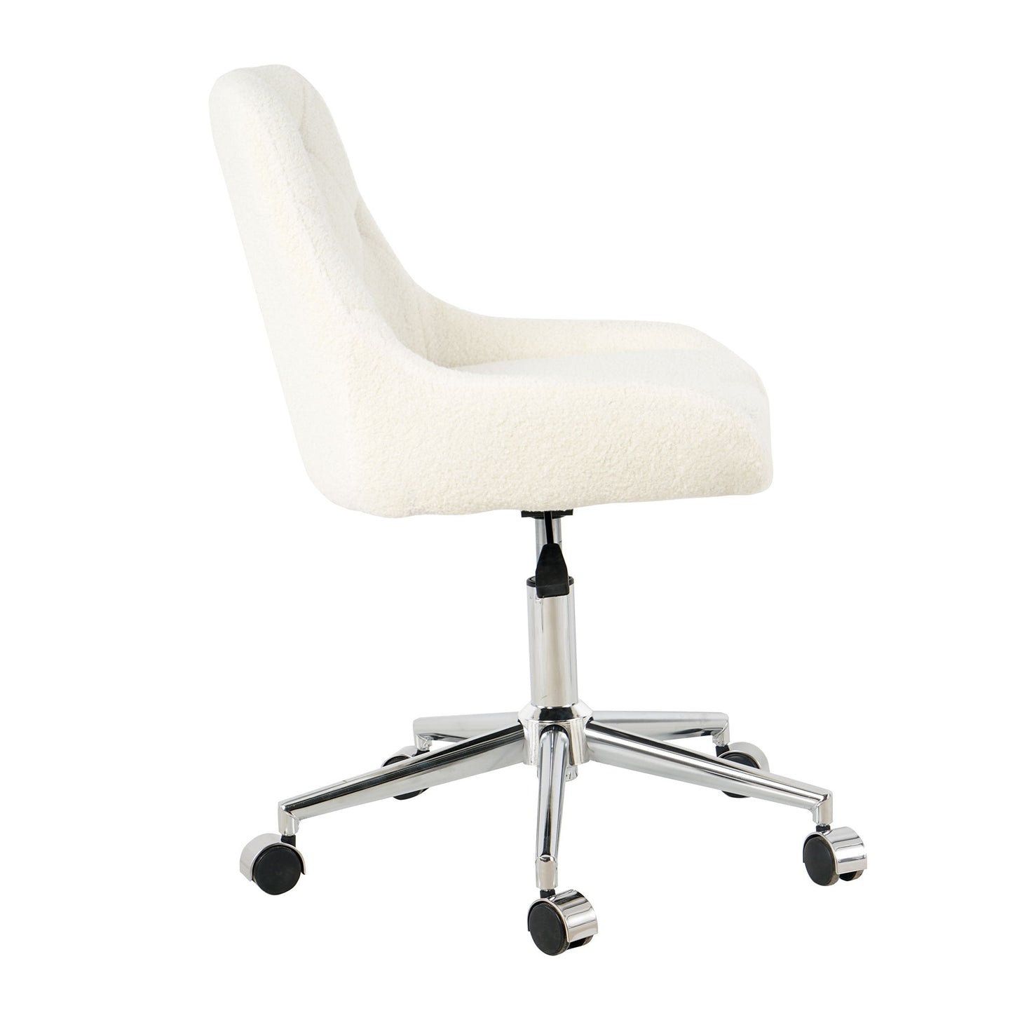 Modern Teddy Fleece Fabric Dining Chair With Chrome Legs, Soft And Comfortable - Beige