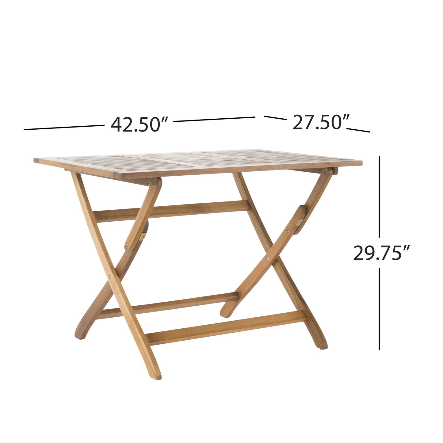 Blissique - Outdoor Foldable Wood Dining Table With Slat Design - Natural
