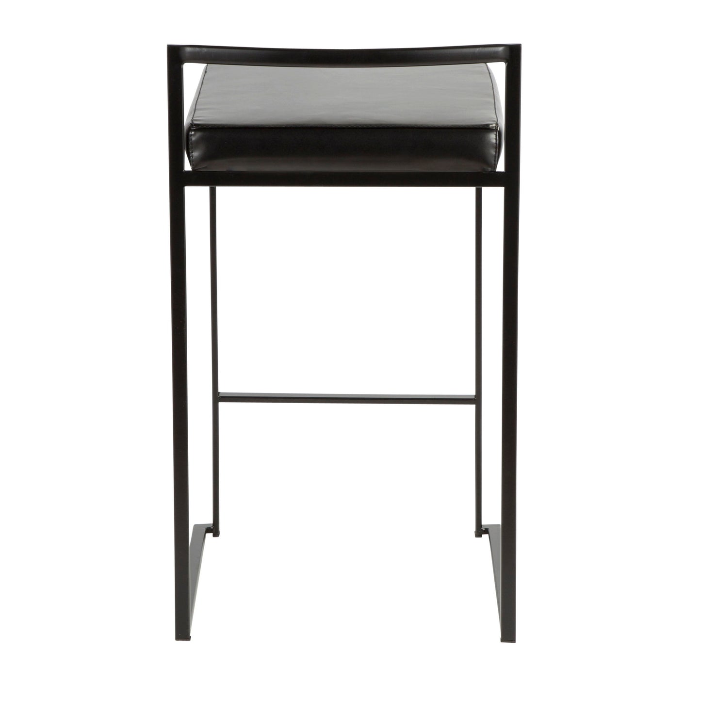 Fuji - Contemporary Stackable Counter Stool (Set of 3) - Black - Faux Leather