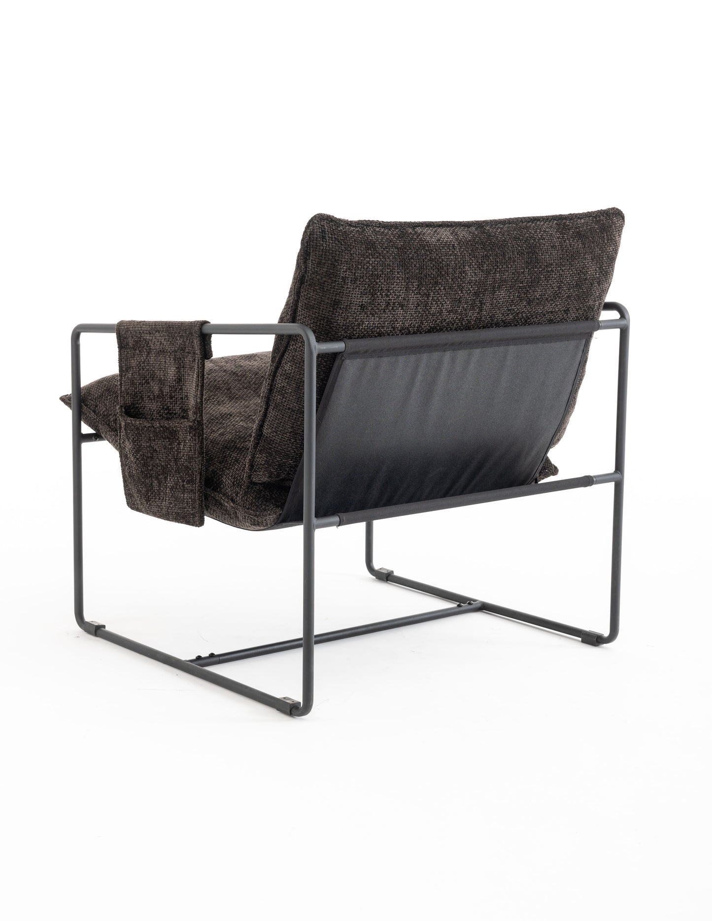 Upholstered Hanging Armchair With Arm Pocket Metal Frame (Set of 2), Crushed Foam Cushions And Skin-Friendly Braid For Living Room And Bedroom - Dark Gray