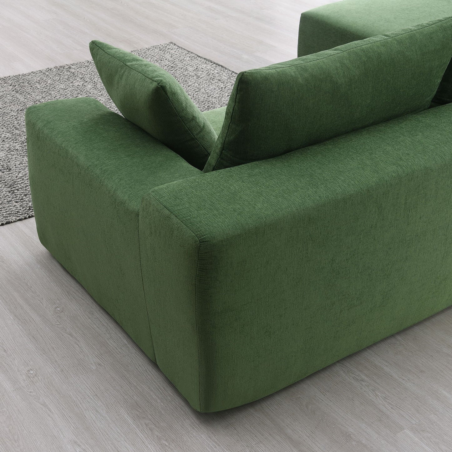 Modular Sectional Living Room Sofa Set, Modern Minimalist Style Couch, Upholstered Sleeper Sofa Salon, 2 Piece Free Combination, L-Shape - Green