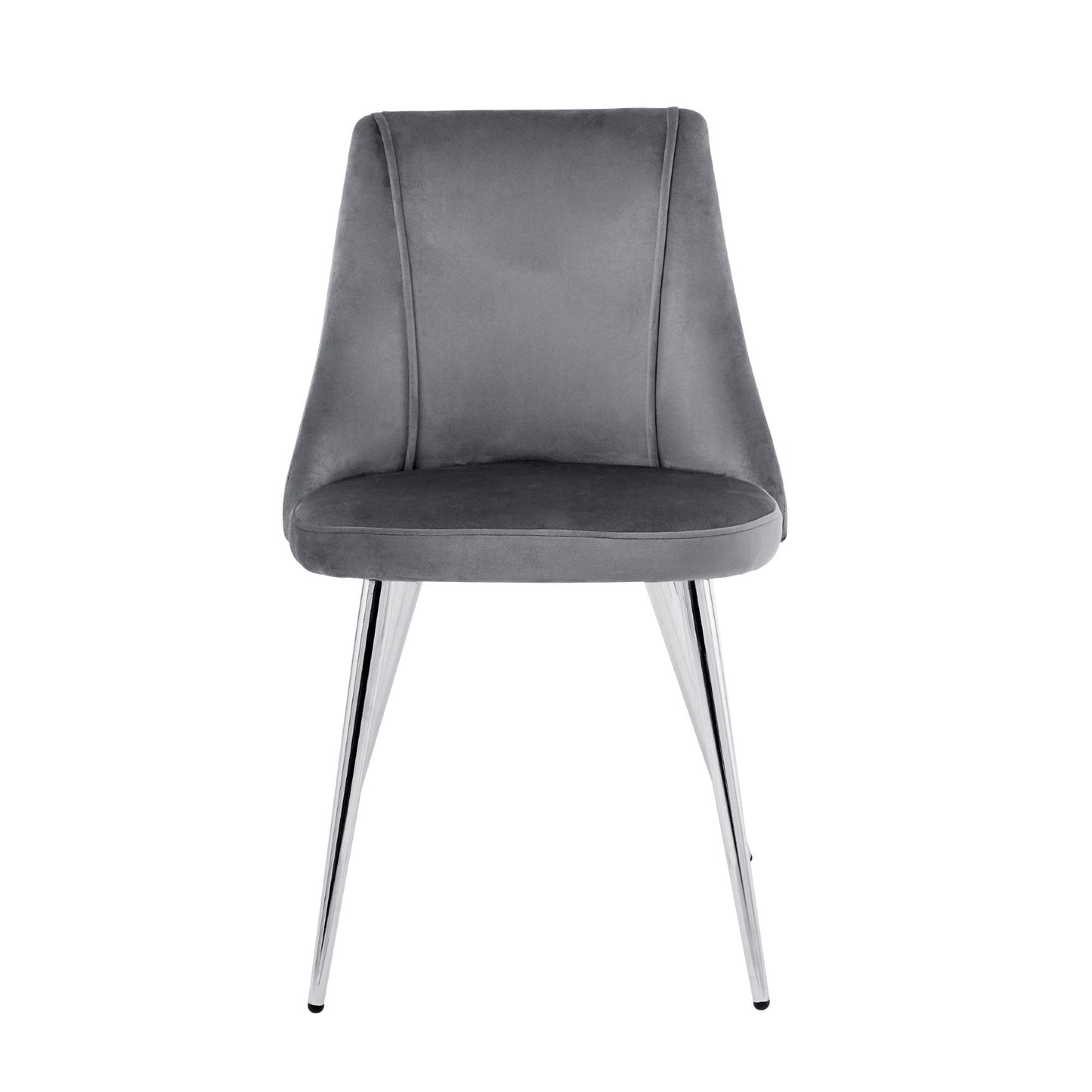 Modern Velvet Dining Chairs, Upholstered Accent Chairs With Chrome Legs For Home And Kitchen - Gray