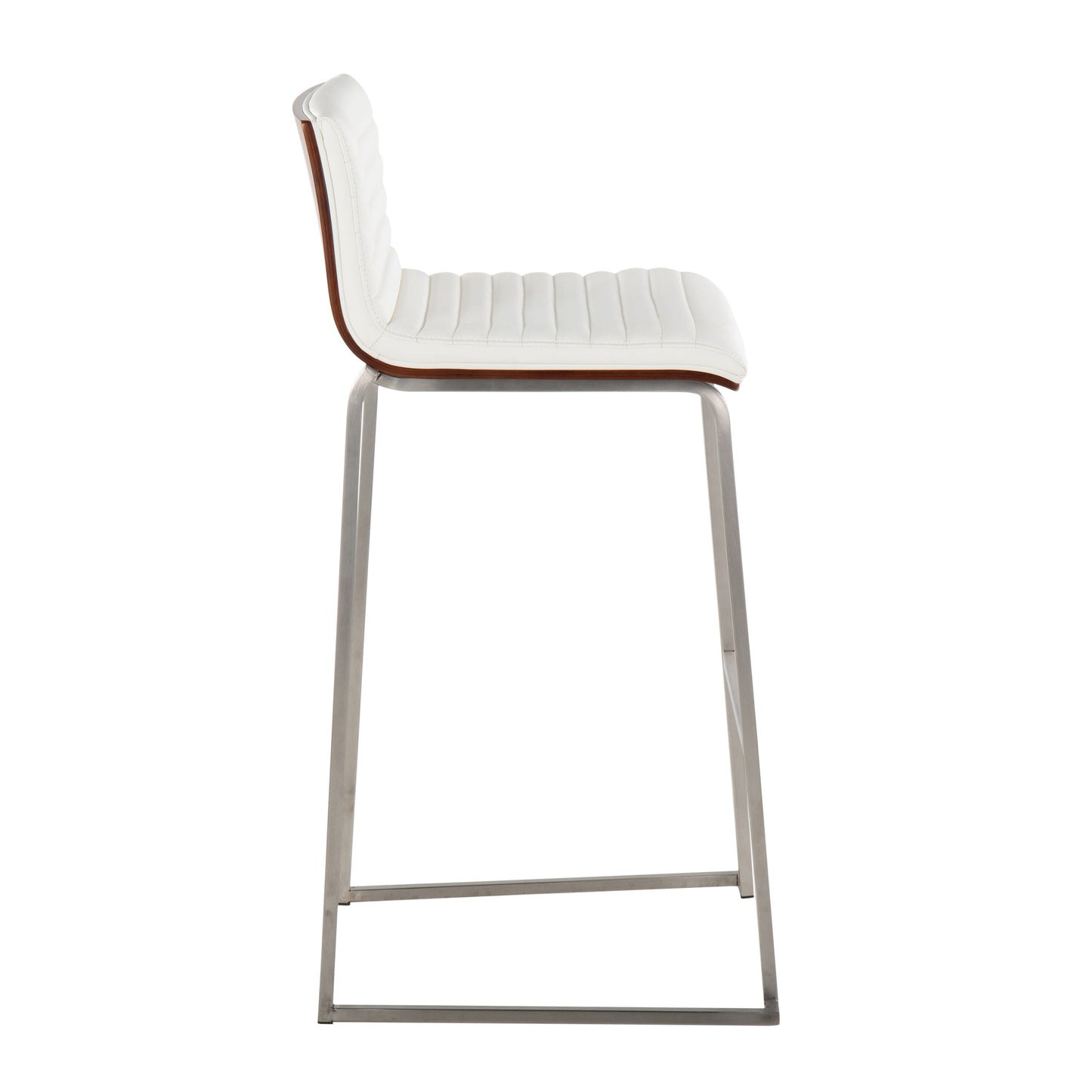 Mason Mara - Contemporary Fixed Height Barstool (Set of 2) - Walnut / White
