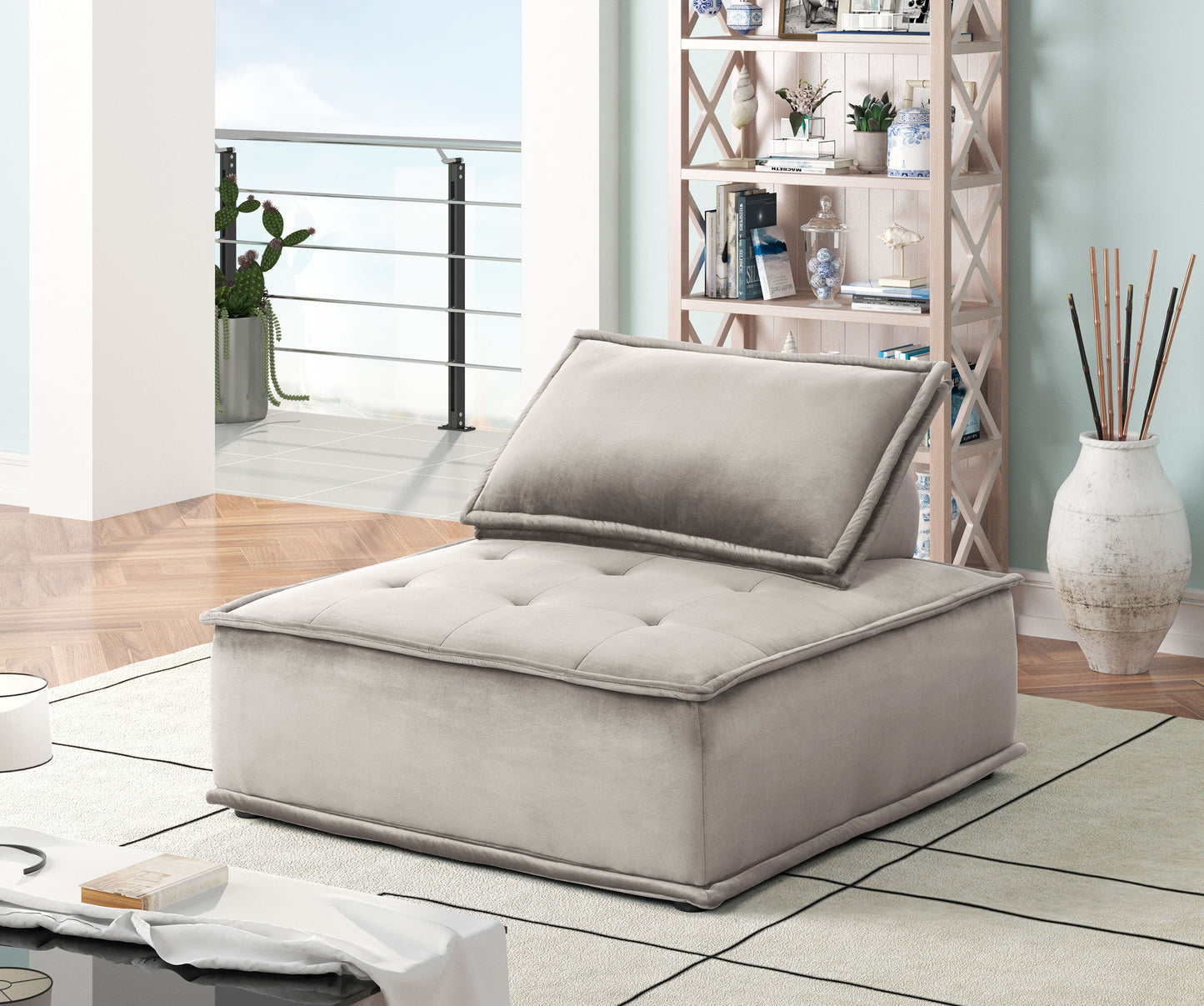Anna - Armless Lounge Chair - Light Gray