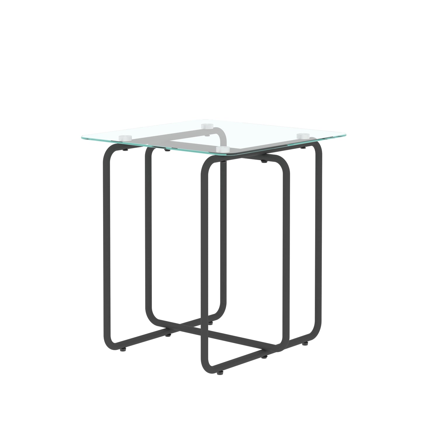 Modern Tempered Glass Coffee Table End Table Side Table For Living Room, Bedroom, Transparent - Black