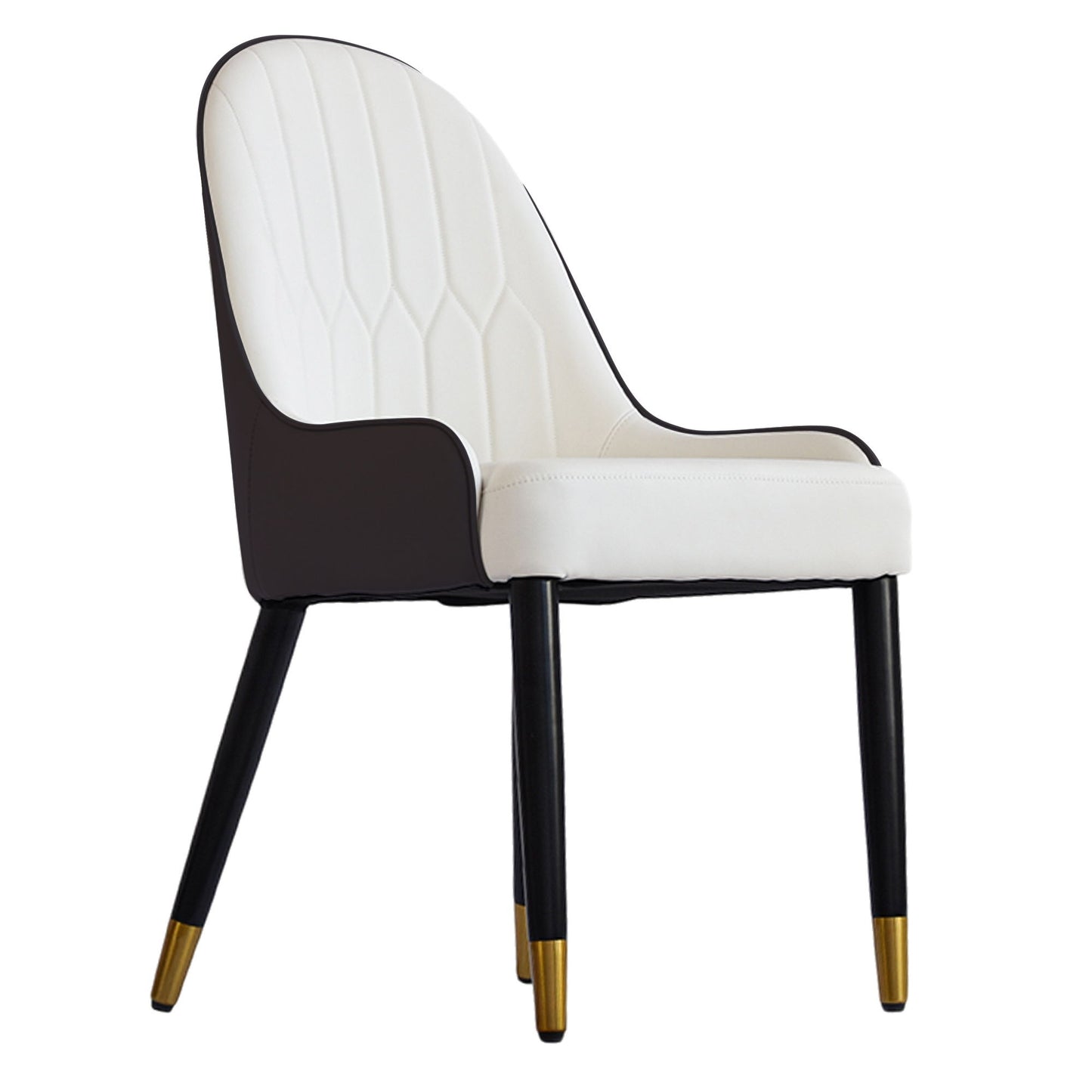 Modern Sponge-Filled Dining Chair, Solid Wood Metal Legs, Suitable For Restaurants, Living Rooms And Rooms- (Set of 2) - Dark Brown / White