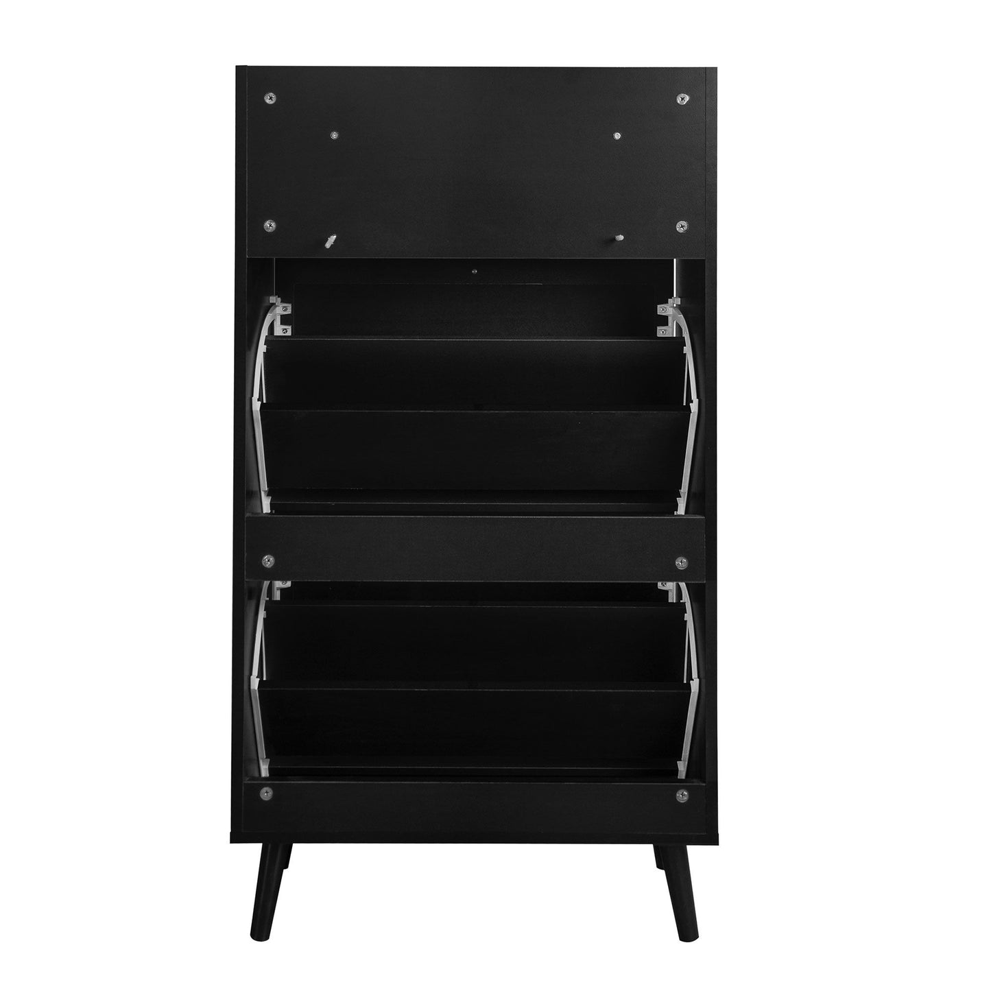 Allen - Rattan 2 Door 1 Drawer Cabinet Shoe Rack For Entrance, Double Layer - Black