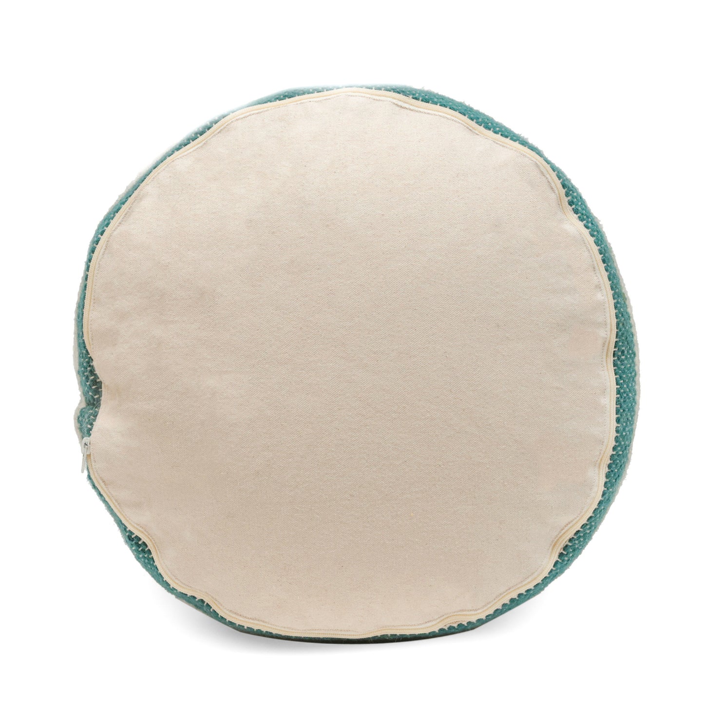 Diamond - Handcrafted Fabric Cylindrical Pouf - White / Teal