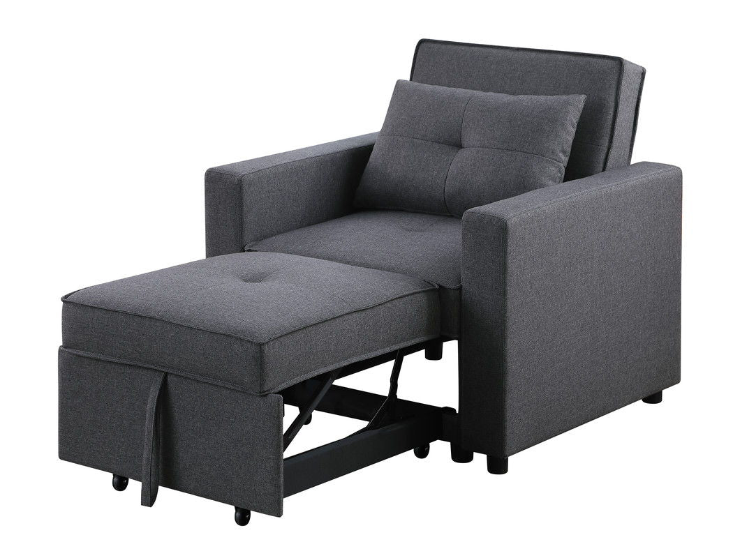 Zoey - Convertible Sleeper Chair With Side Pocket - Dark Gray