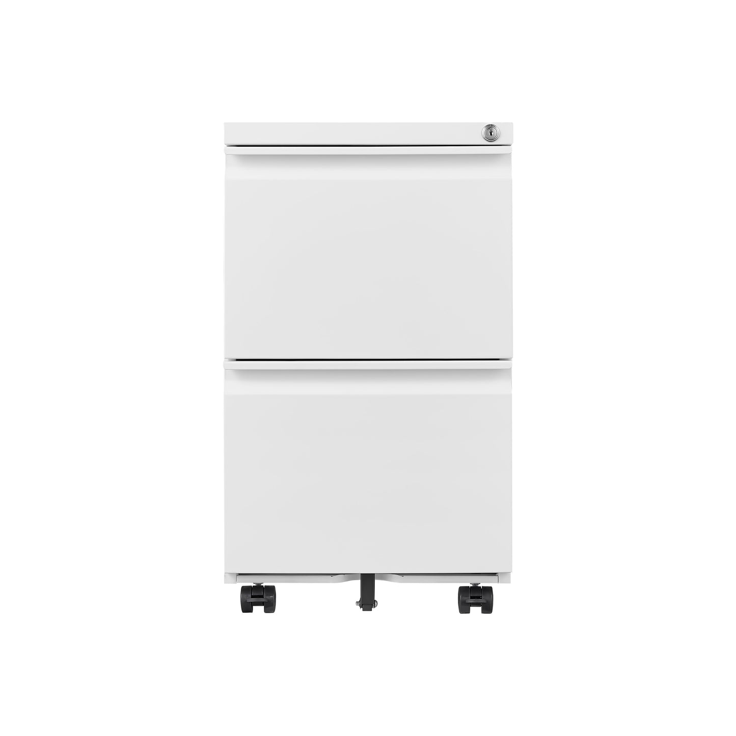 Metal 2 Drawer Mobile File Cabinet With Lock, Under Desk Office Steel Filing Cabinet, 25.6''H Legal / Letter Size Files Storage Cabinet - White