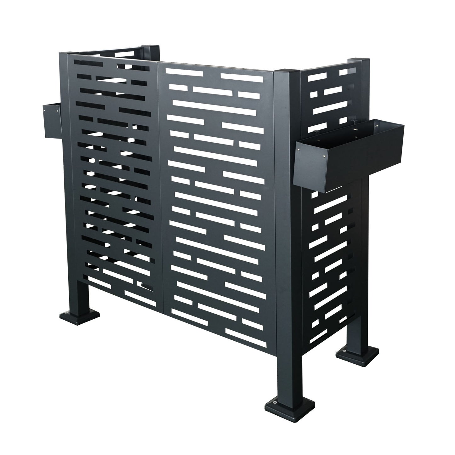 4 X 2 Ft Air Conditioner Fence For Outdoor Units, Metal Privacy Fence Cover, Perfect To Conceal Air Conditioning Units - Charcoal