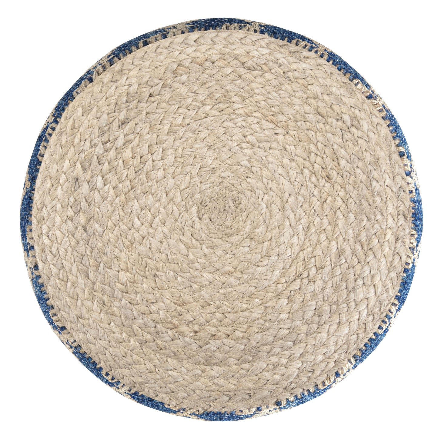 Edgeley - Round Pouf - Classic Blue / Natural