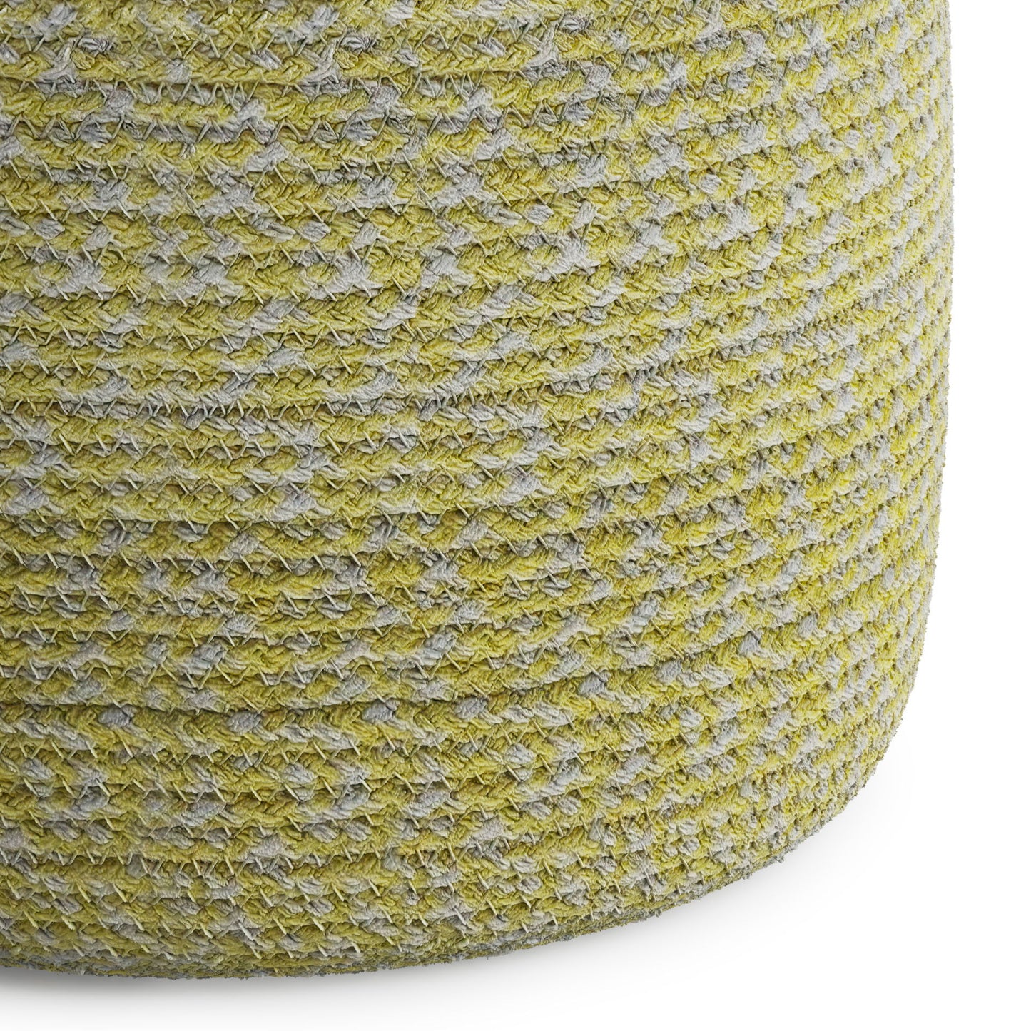 Bayley - Round Braided Pouf - Muted Yellow / Natural
