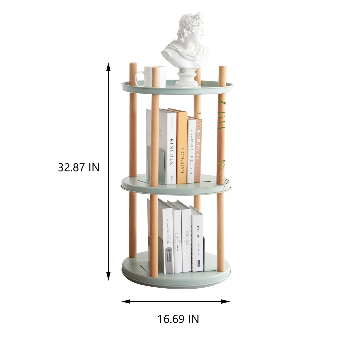 Storage Shelf, 360ÔøΩÔøΩÔøΩÔøΩÔøΩÔøΩÔøΩÔøΩÔøΩÔøΩÔøΩÔøΩÔøΩÔøΩÔøΩ Rotating Bookshelf, 3 Tier Bookcase With Large-Capacity Storage Space, Multifunctional Storage Rack, Compact Design For Living Room - Natural