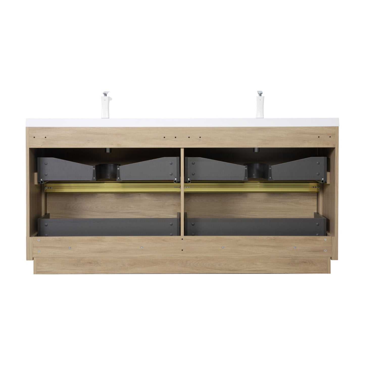 Bathin Freestanding Bathroom Vanity With Double Sinks, Bathroom Storage Vanity Cabinet With Stone Resin Countertop And Soft Close Drawers - Natural Oak