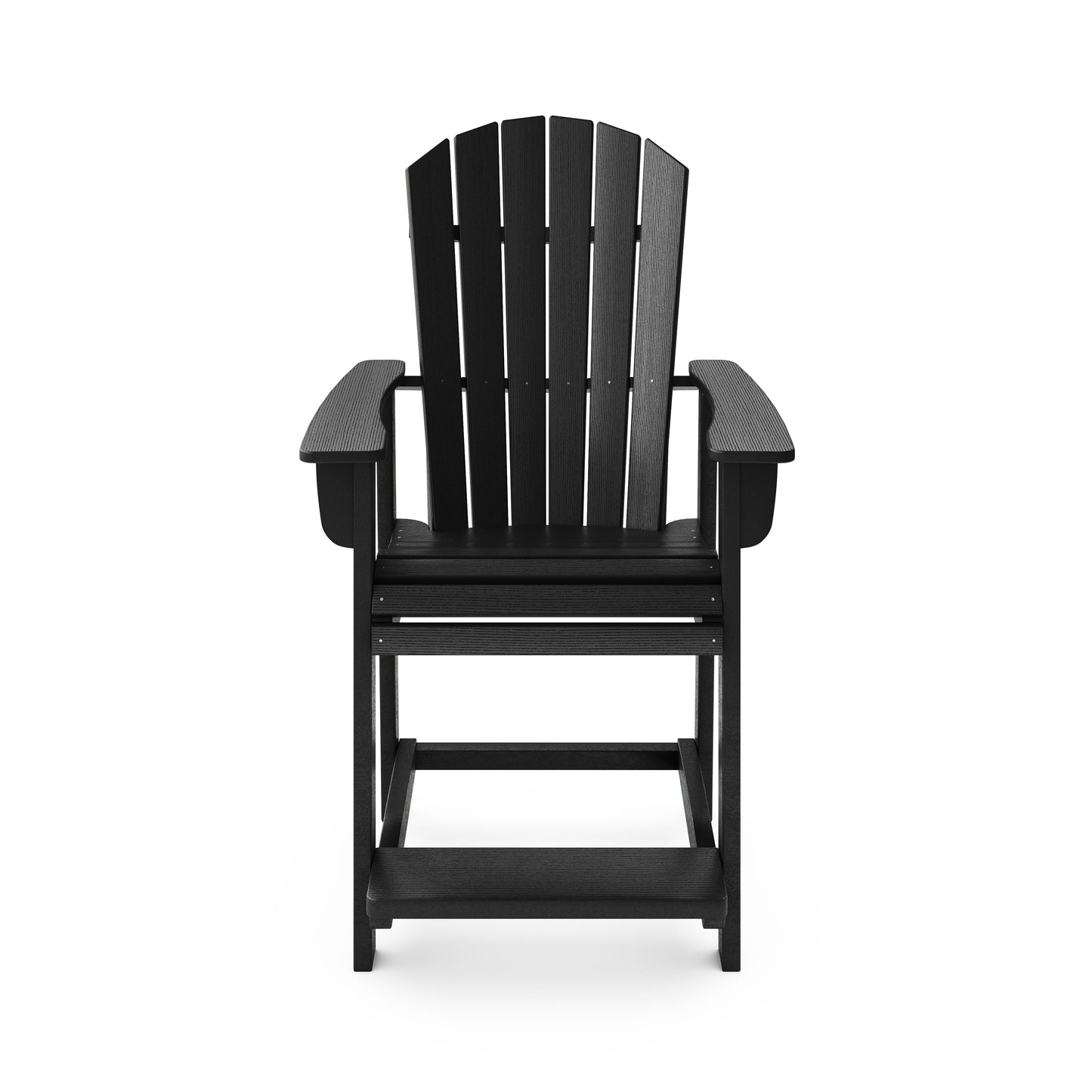 Adirondack Style Counter Chair Stylish HDPE Poly Lumber For Dining, Patio, And Garden Comfort - Black