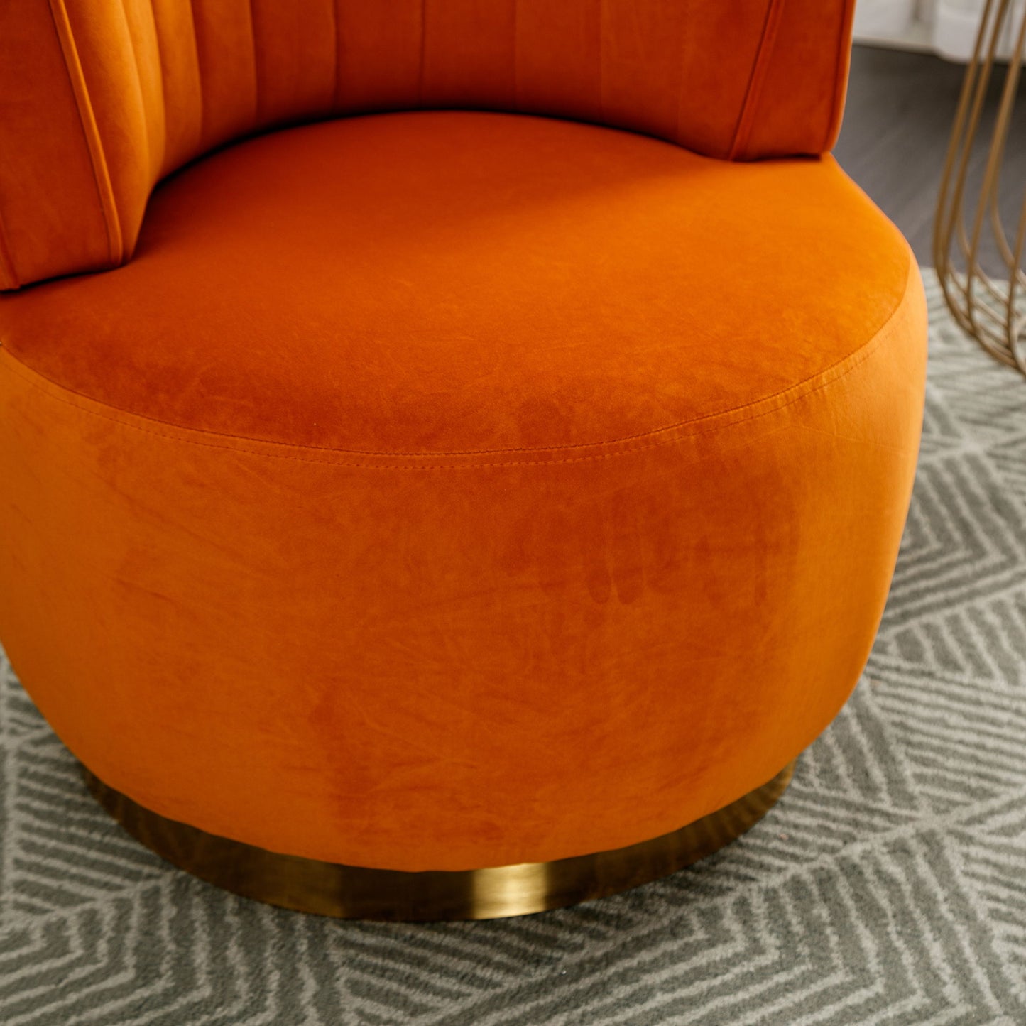 360 Degree Swivel Cuddle Barrel Accent Sofa Chair, Fluffy Round Armchair - Orange