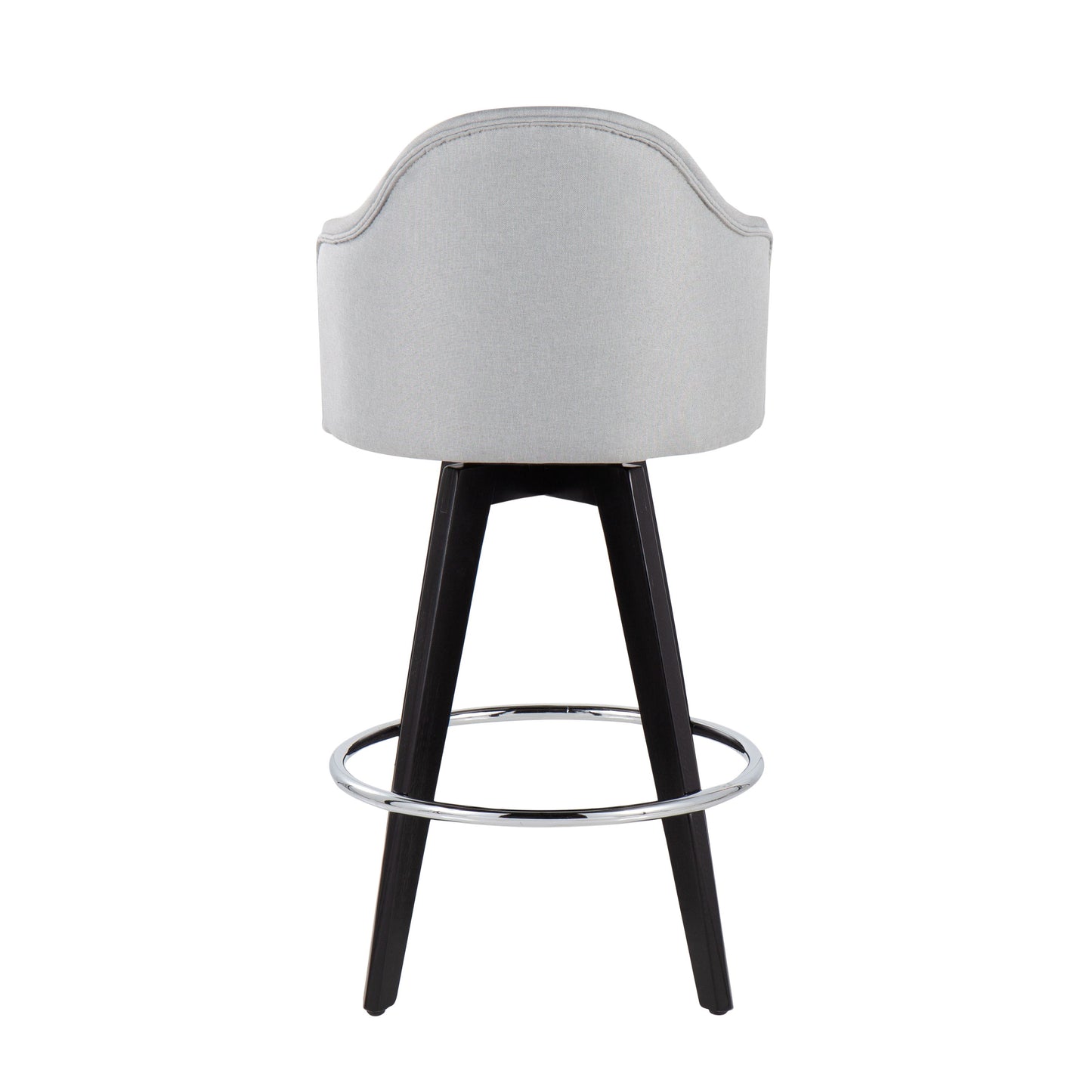 Ahoy - Contemporary Fixed Height Counter Stool Round Chrome Footrest (Set of 2) - Light Gray / Black