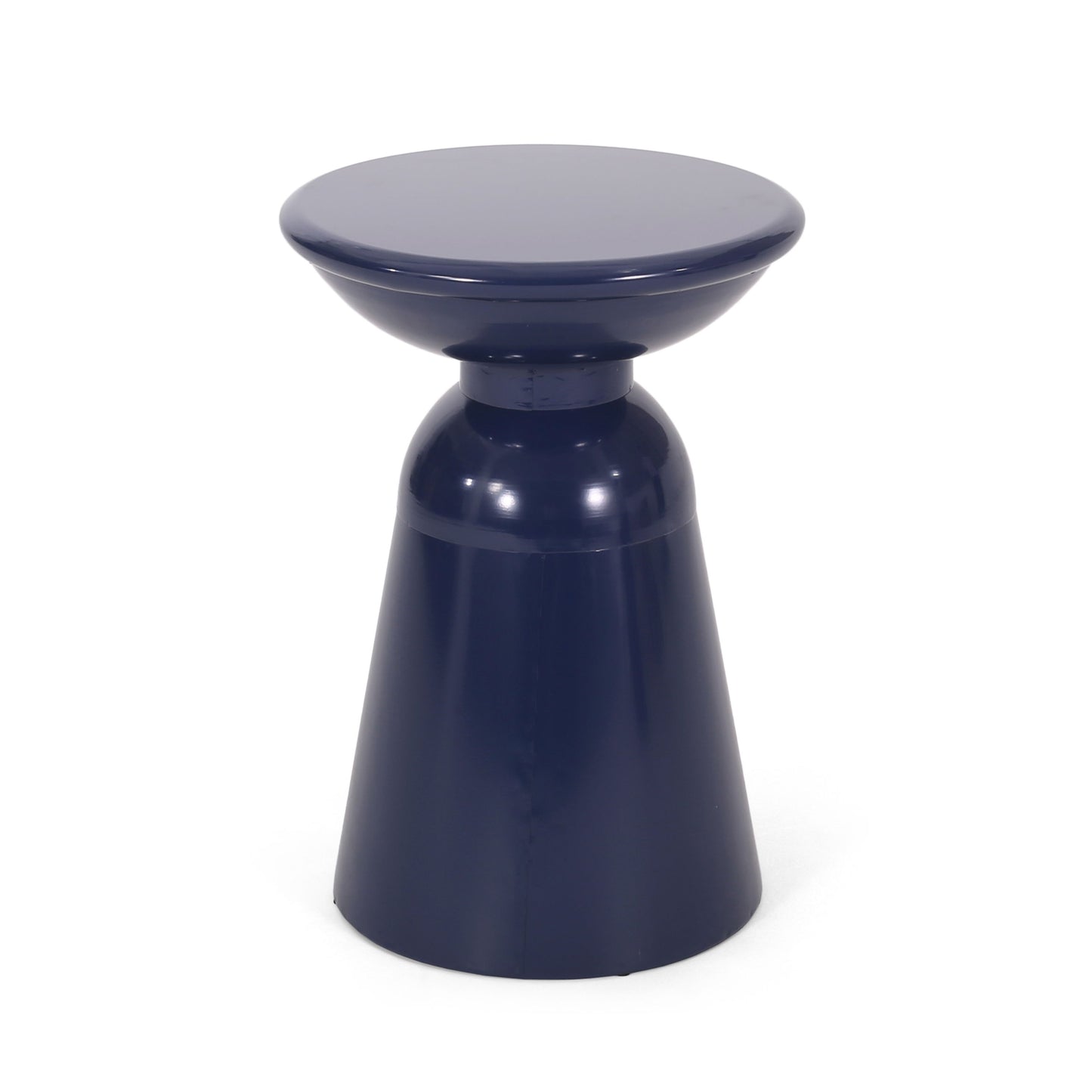 Serenita - Outdoor Iron Side Tables With Flared Design, (Set of 2) - Navy Blue