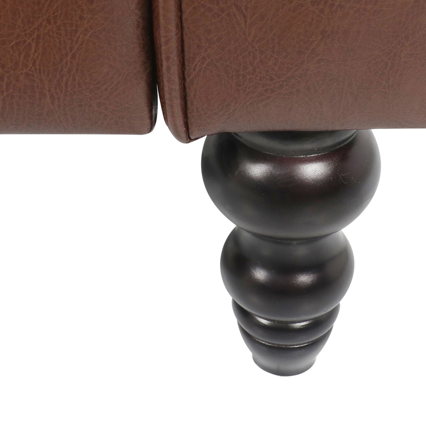 Contemporary Club Chair With Button Tufting And Birch Wood Legs - Dark Brown